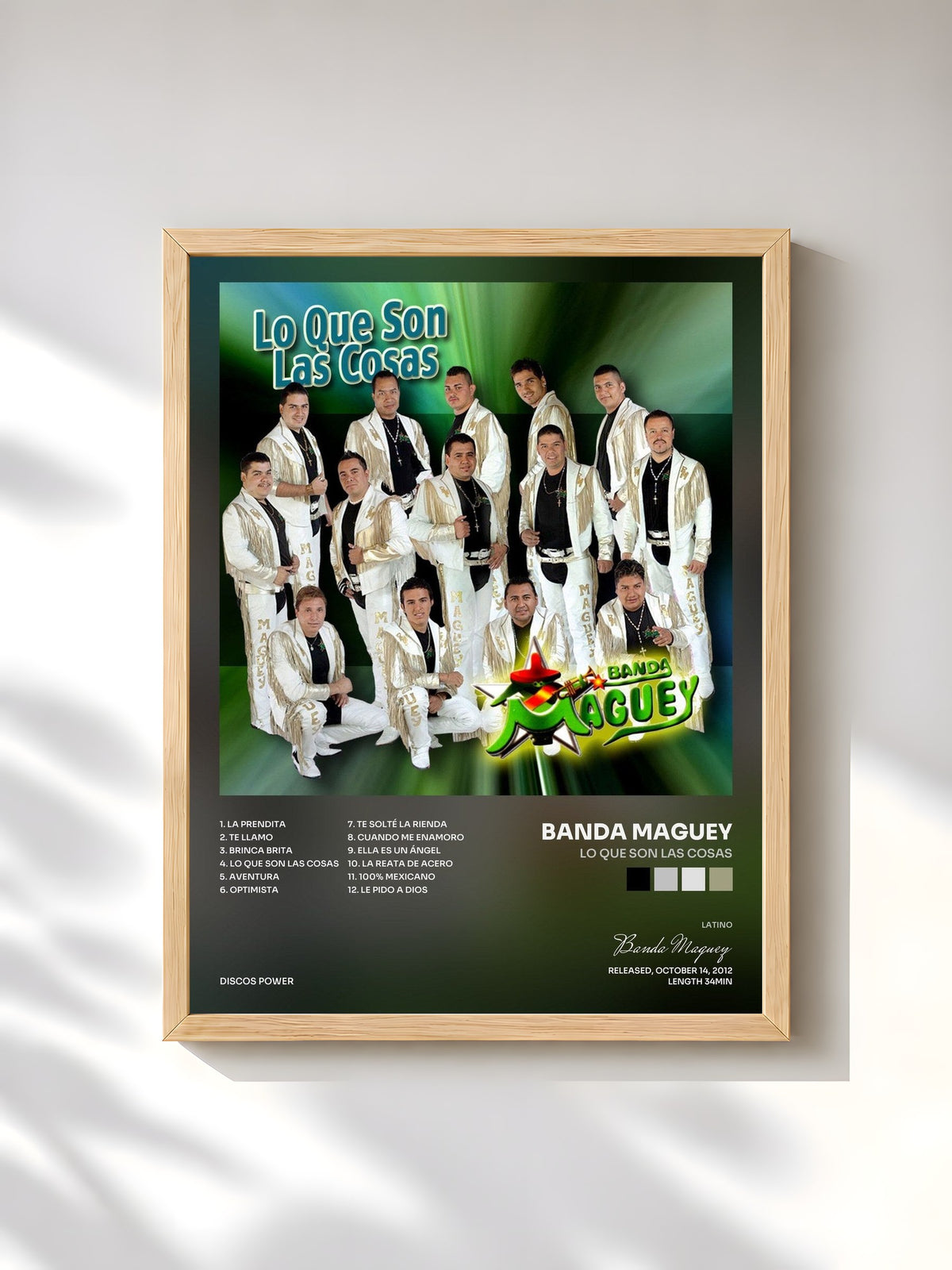 #bois Tableau de l'album Lo Que Son las Cosas de Banda Maguey, cadre en bois brut, imprimé et encadré en France