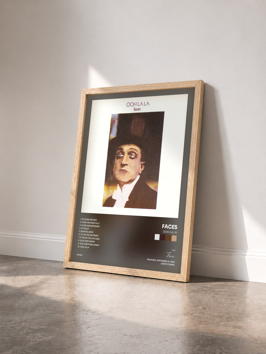 #bois Tableau de l'album Ooh La La de Faces vu de trois quarts, cadre en bois brut