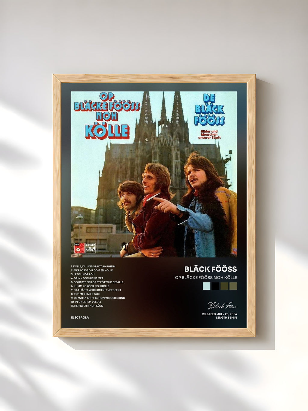 #bois Tableau de l'album Op bläcke Fööss noh Kölle de Bläck Fööss, cadre en bois brut, imprimé et encadré en France