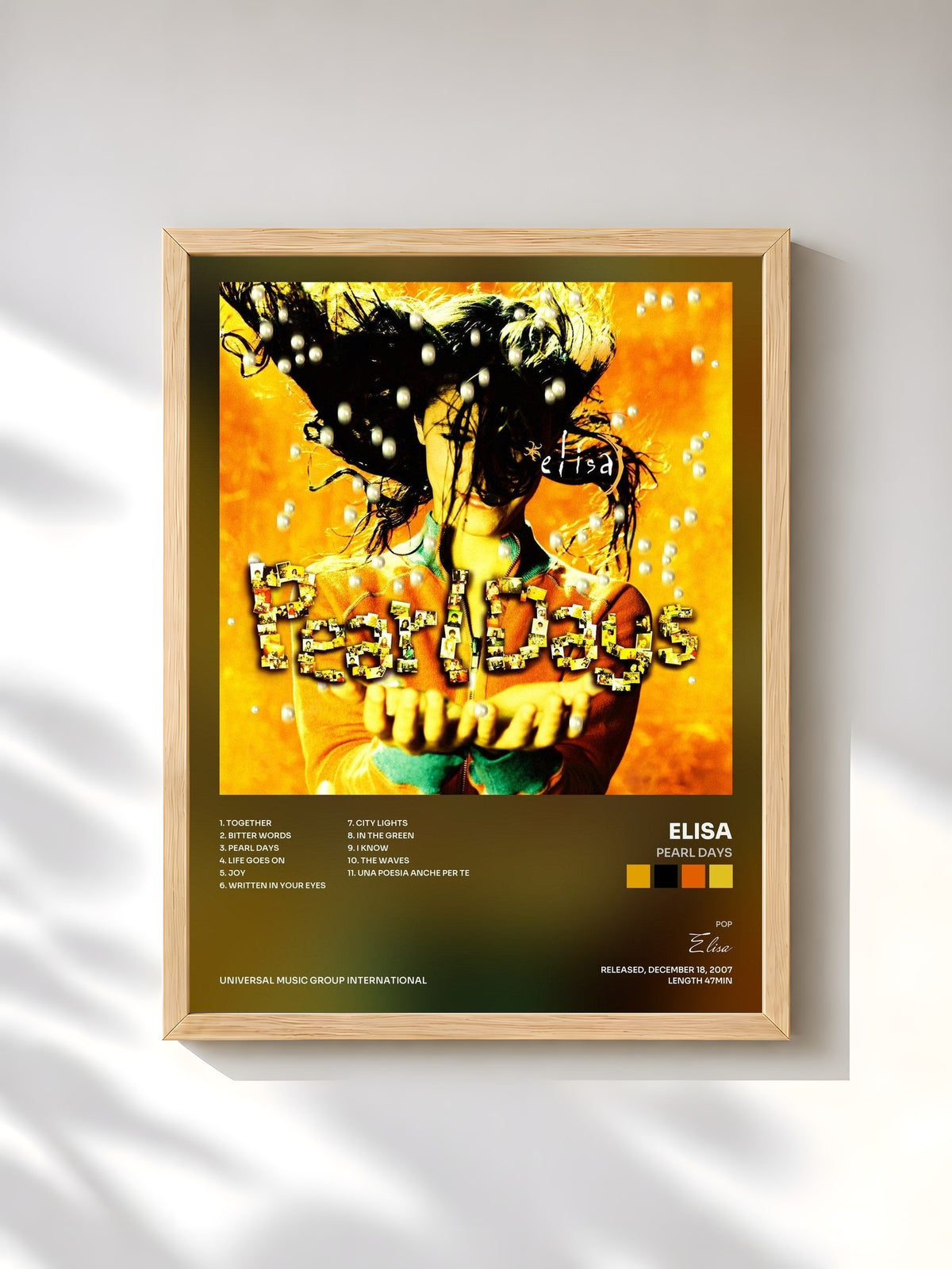 #bois Tableau de l'album Pearl Days de Elisa, cadre en bois brut, imprimé et encadré en France