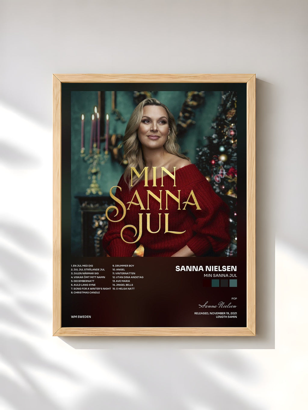 #bois Tableau de l'album Min Sanna jul de Sanna Nielsen, cadre en bois brut, imprimé et encadré en France
