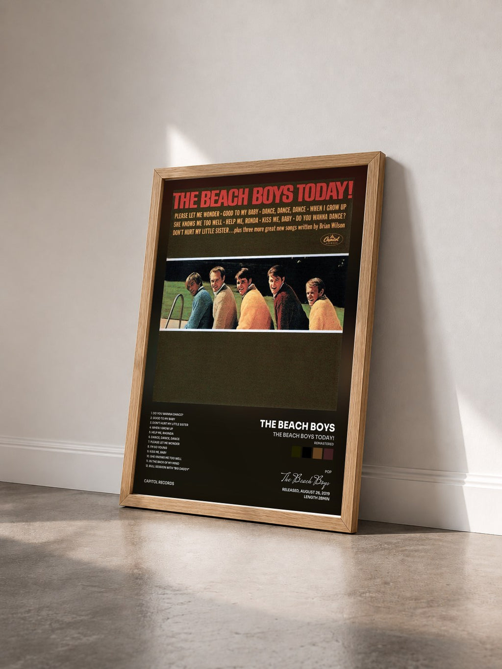#bois Tableau de l'album The Beach Boys Today! (Remastered) de The Beach Boys vu de trois quarts, cadre en bois brut