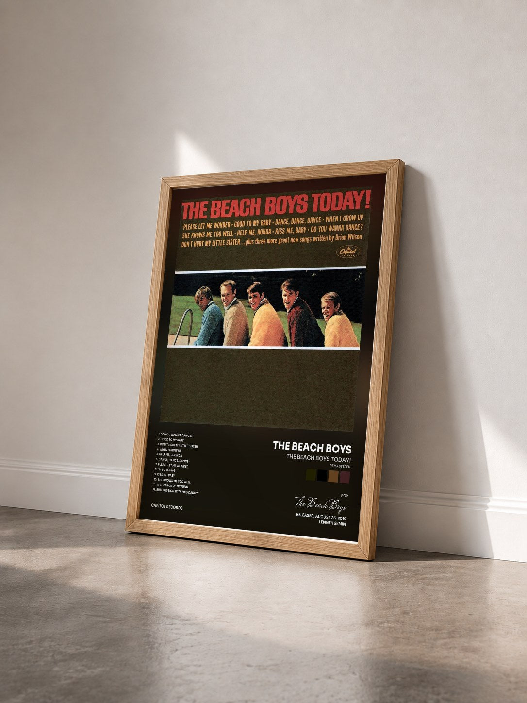 #bois Tableau de l'album The Beach Boys Today! (Remastered) de The Beach Boys vu de trois quarts, cadre en bois brut