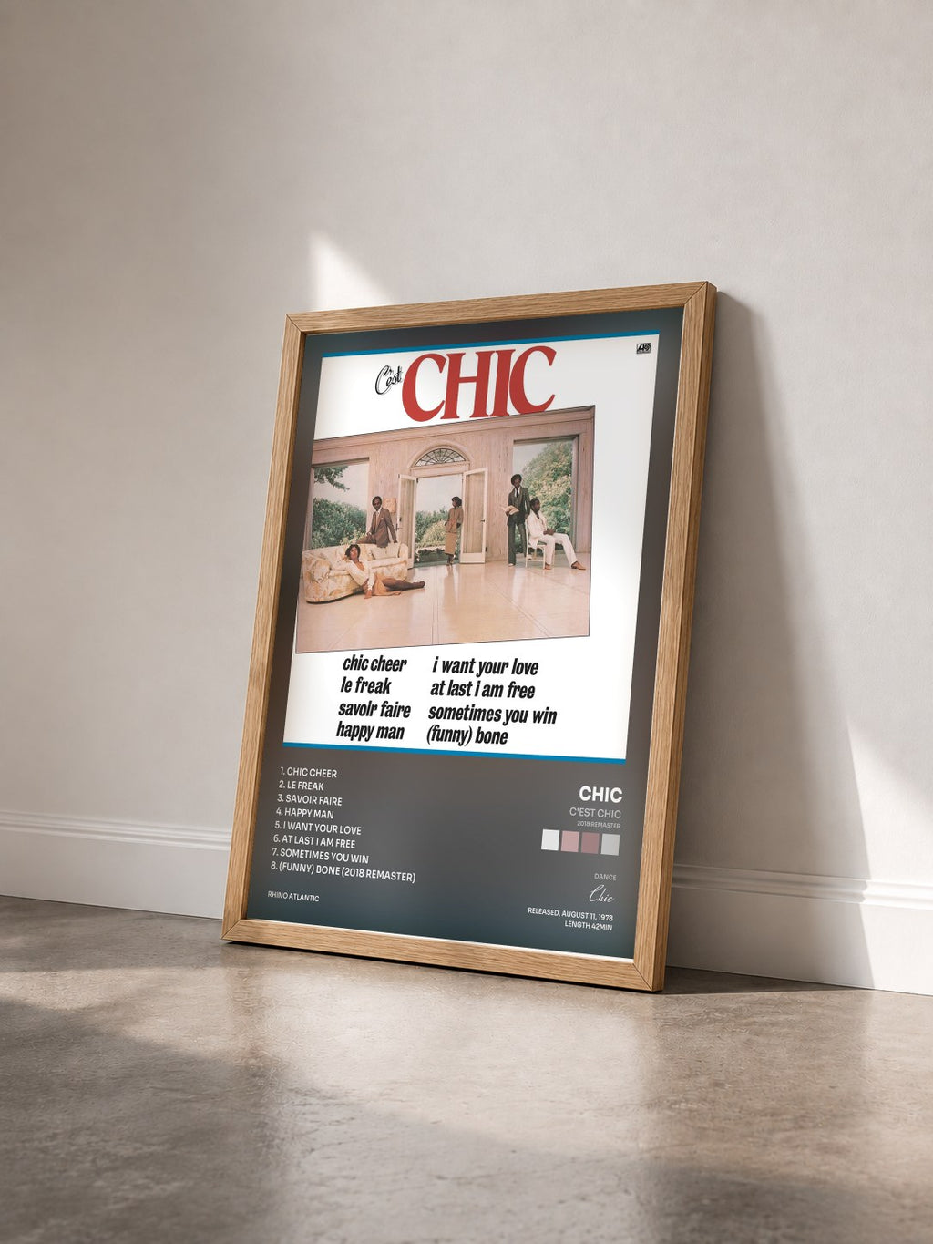 #bois Tableau de l'album C'est Chic (2018 Remaster) de Chic vu de trois quarts, cadre en bois brut