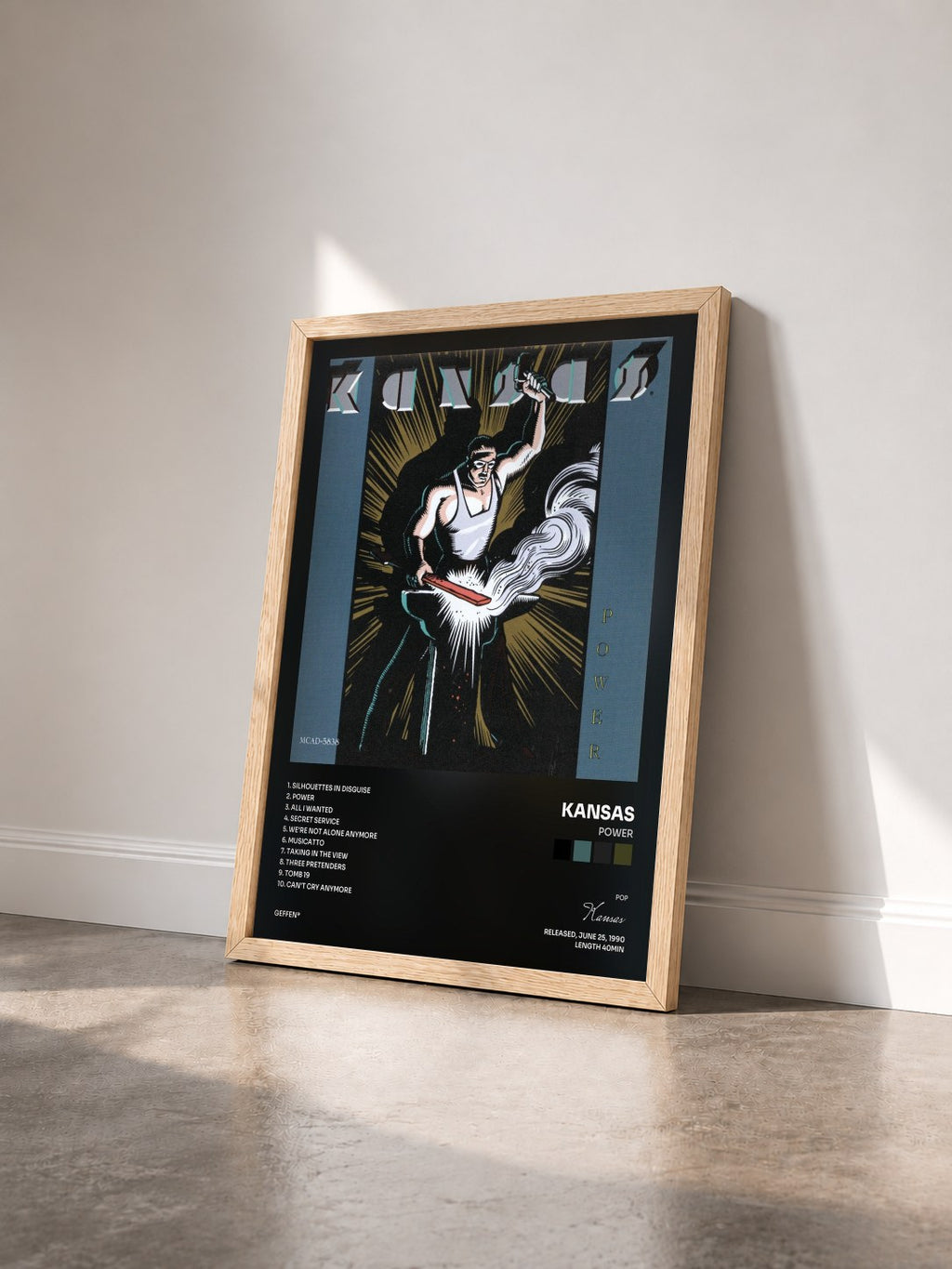 #bois Tableau de l'album Power de Kansas vu de trois quarts, cadre en bois brut
