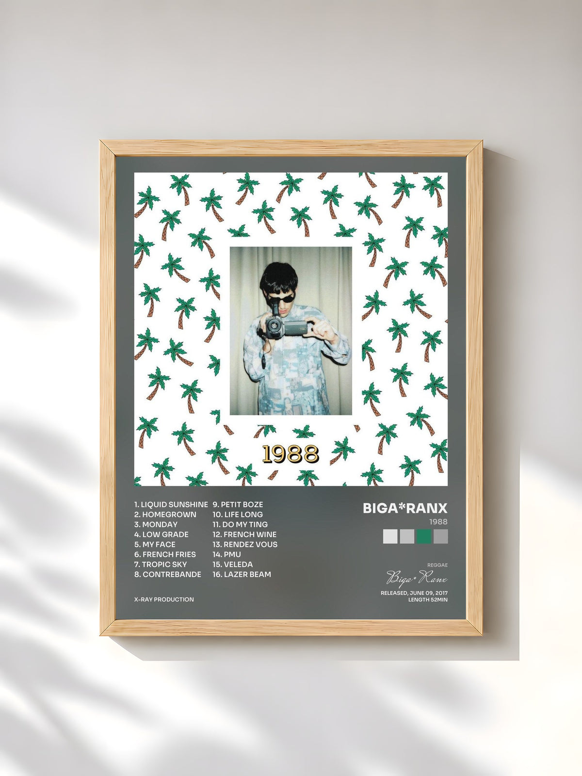 #bois Tableau de l'album 1988 de Biga*Ranx, cadre en bois brut, imprimé et encadré en France