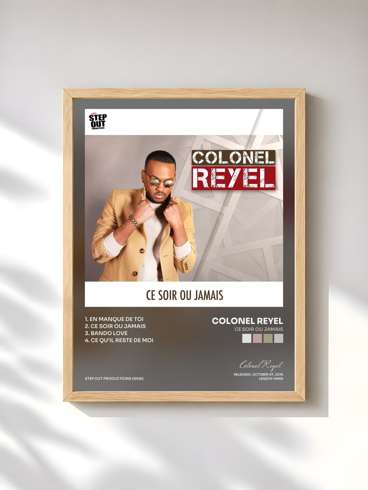 #bois Tableau de l'album Ce soir ou jamais de Colonel Reyel, cadre en bois brut, imprimé et encadré en France