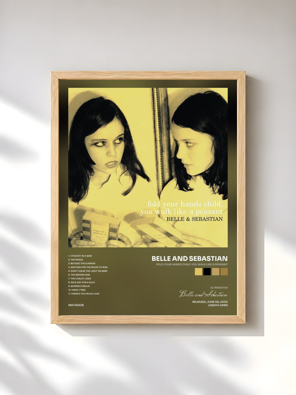 #bois Tableau de l'album Fold Your Hands Child, You Walk Like a Peasant de Belle and Sebastian, cadre en bois brut, imprimé et encadré en France