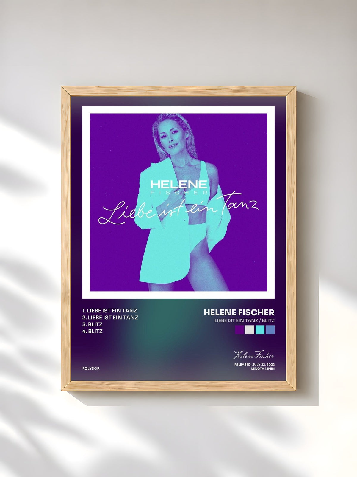 #bois Tableau de l'album Liebe ist ein Tanz / Blitz de Helene Fischer, cadre en bois brut, imprimé et encadré en France