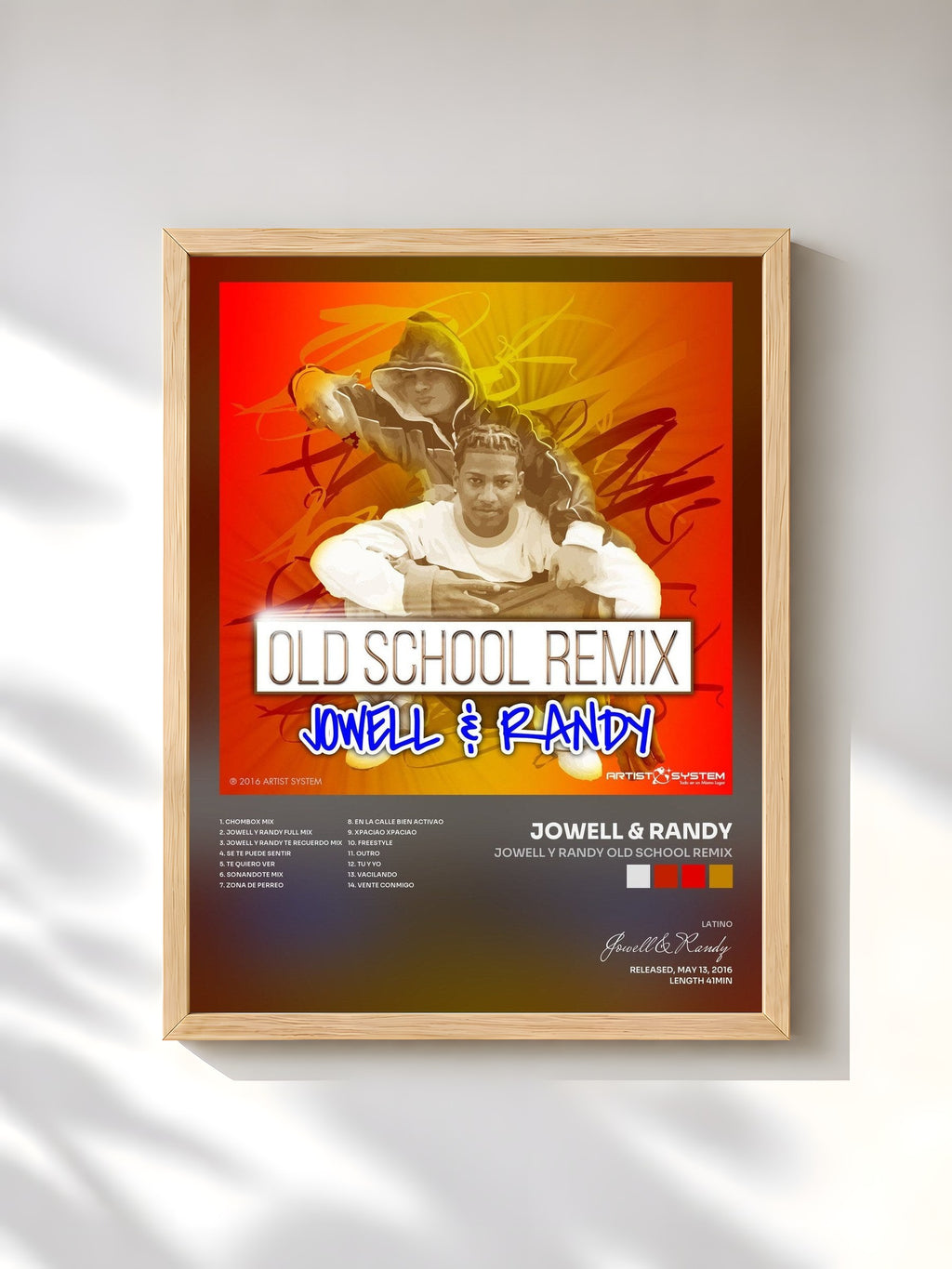 #bois Tableau de l'album Jowell y Randy Old School Remix de Jowell & Randy, cadre en bois brut, imprimé et encadré en France