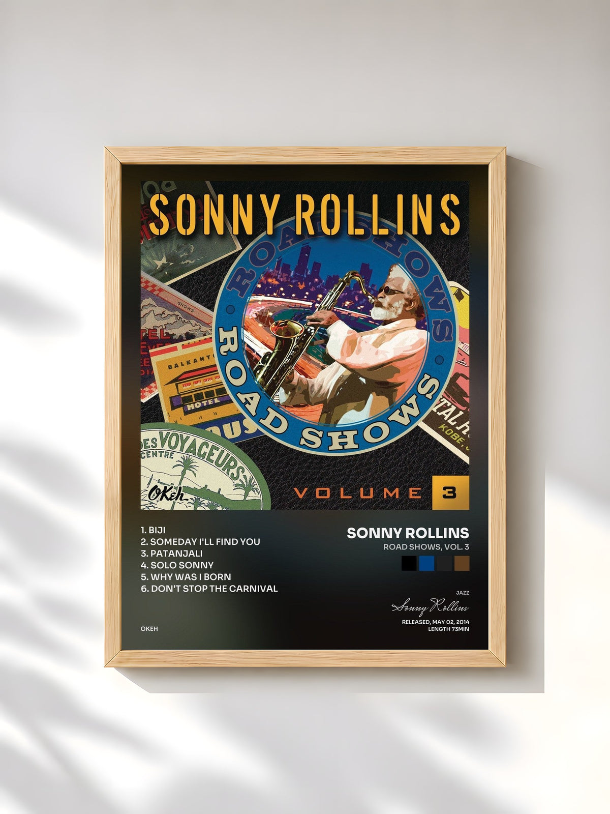 #bois Tableau de l'album Road Shows, Vol. 3 de Sonny Rollins, cadre en bois brut, imprimé et encadré en France