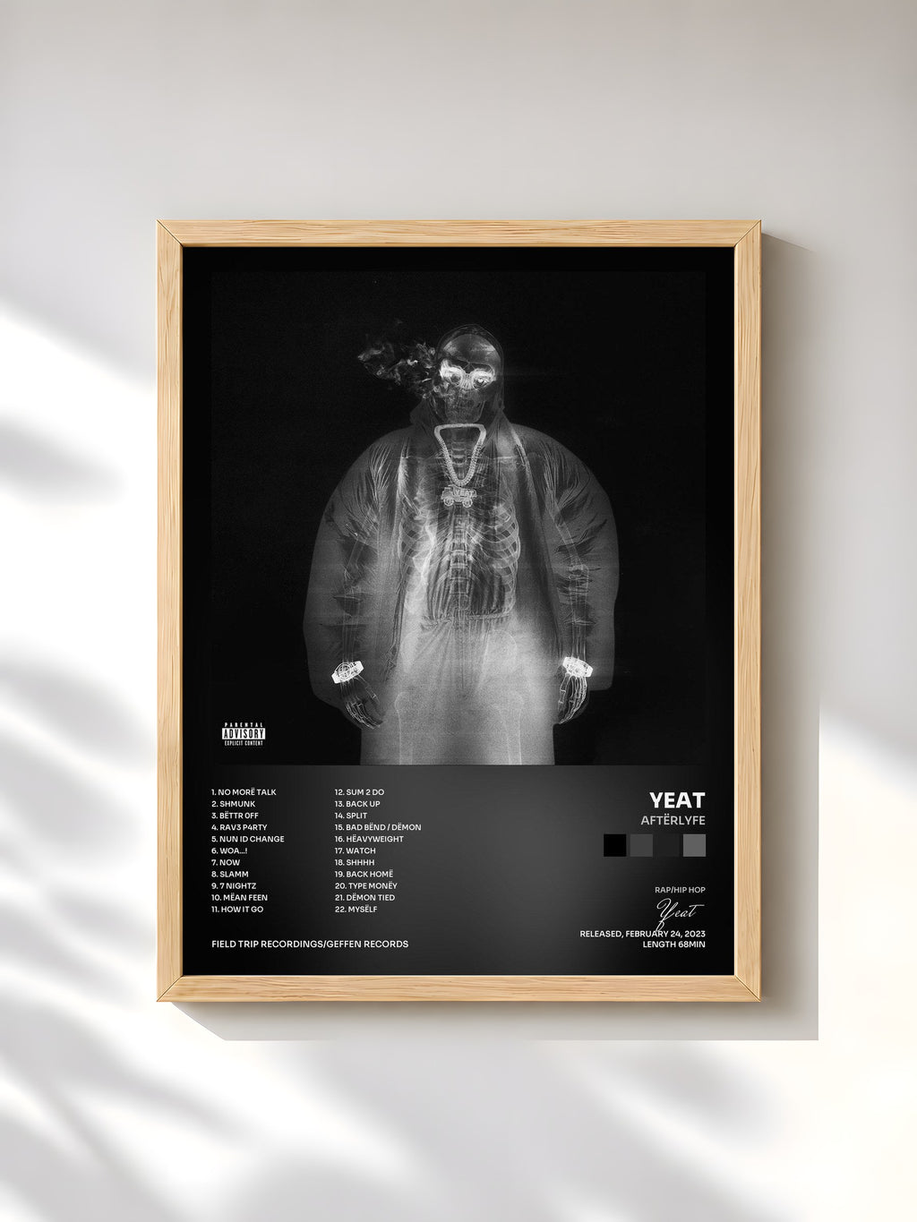 #bois Tableau de l'album AftërLyfe de Yeat, cadre en bois brut, imprimé et encadré en France