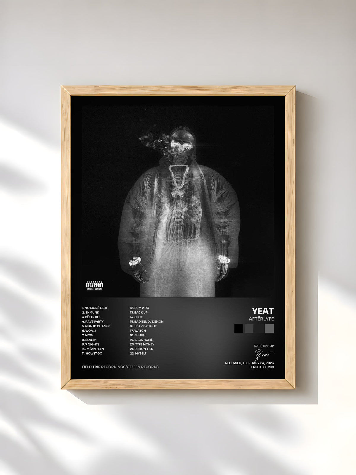 #bois Tableau de l'album AftërLyfe de Yeat, cadre en bois brut, imprimé et encadré en France