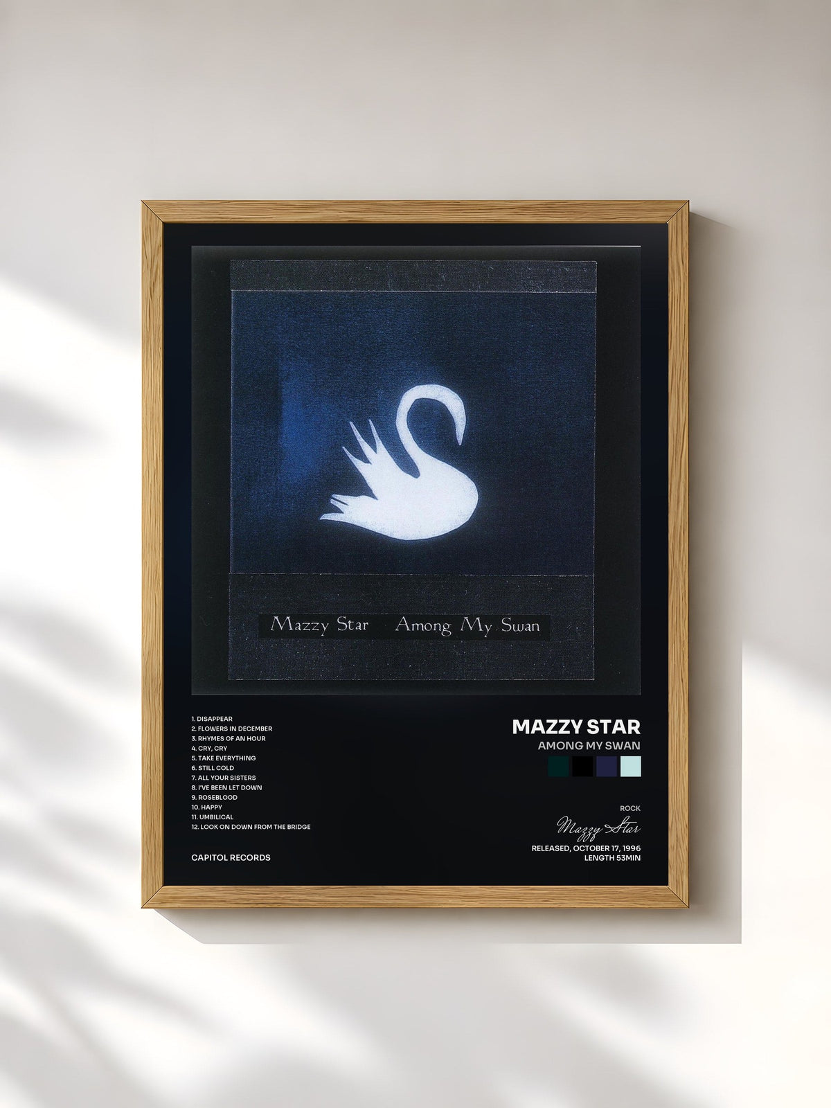 #bois Tableau de l'album Among My Swan de Mazzy Star, cadre en bois brut, imprimé et encadré en France