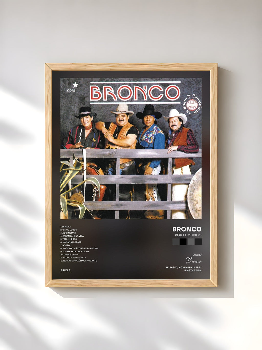 #bois Tableau de l'album Por El Mundo de Bronco, cadre en bois brut, imprimé et encadré en France