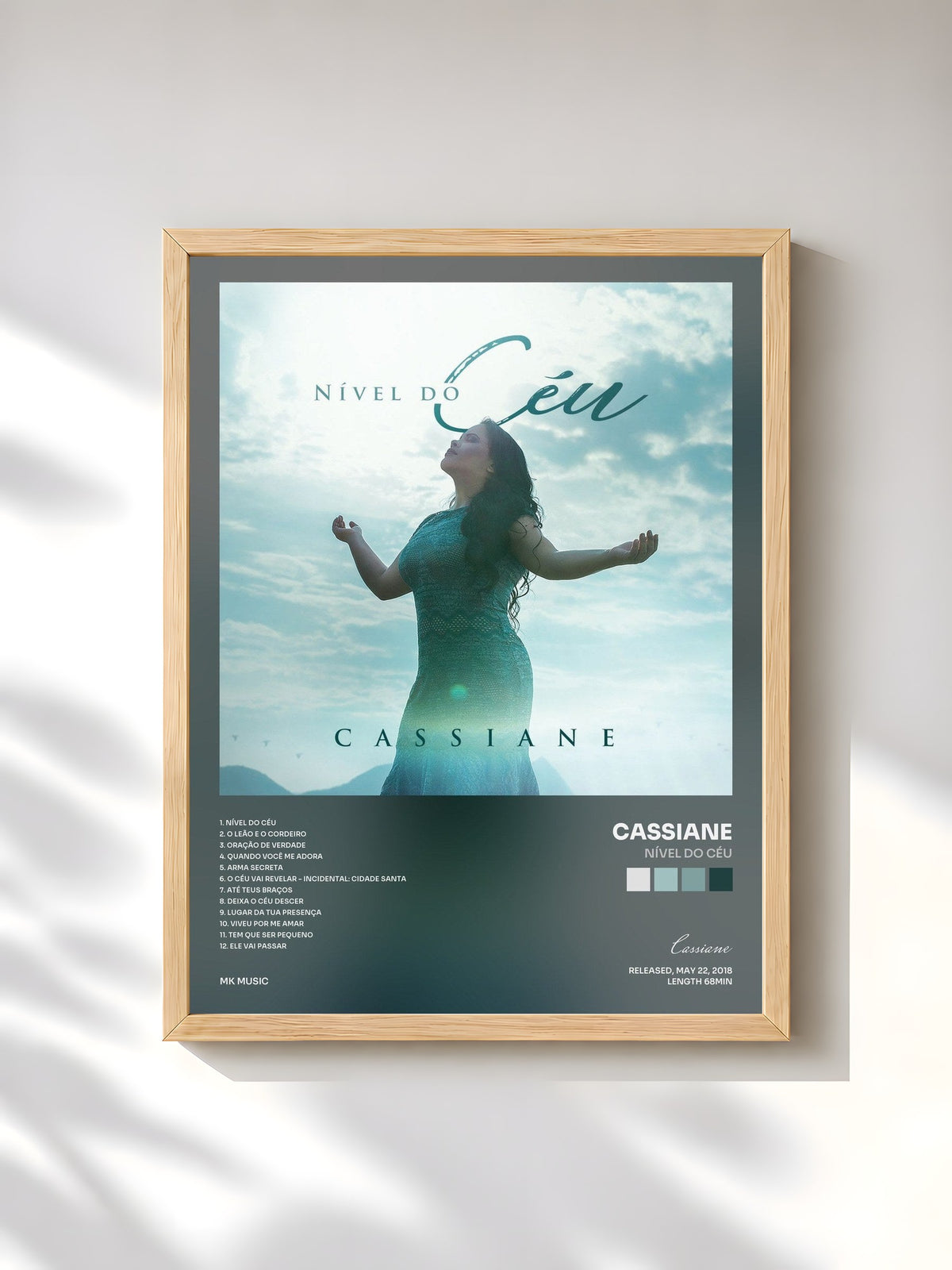 #bois Tableau de l'album Nível do Céu de Cassiane, cadre en bois brut, imprimé et encadré en France