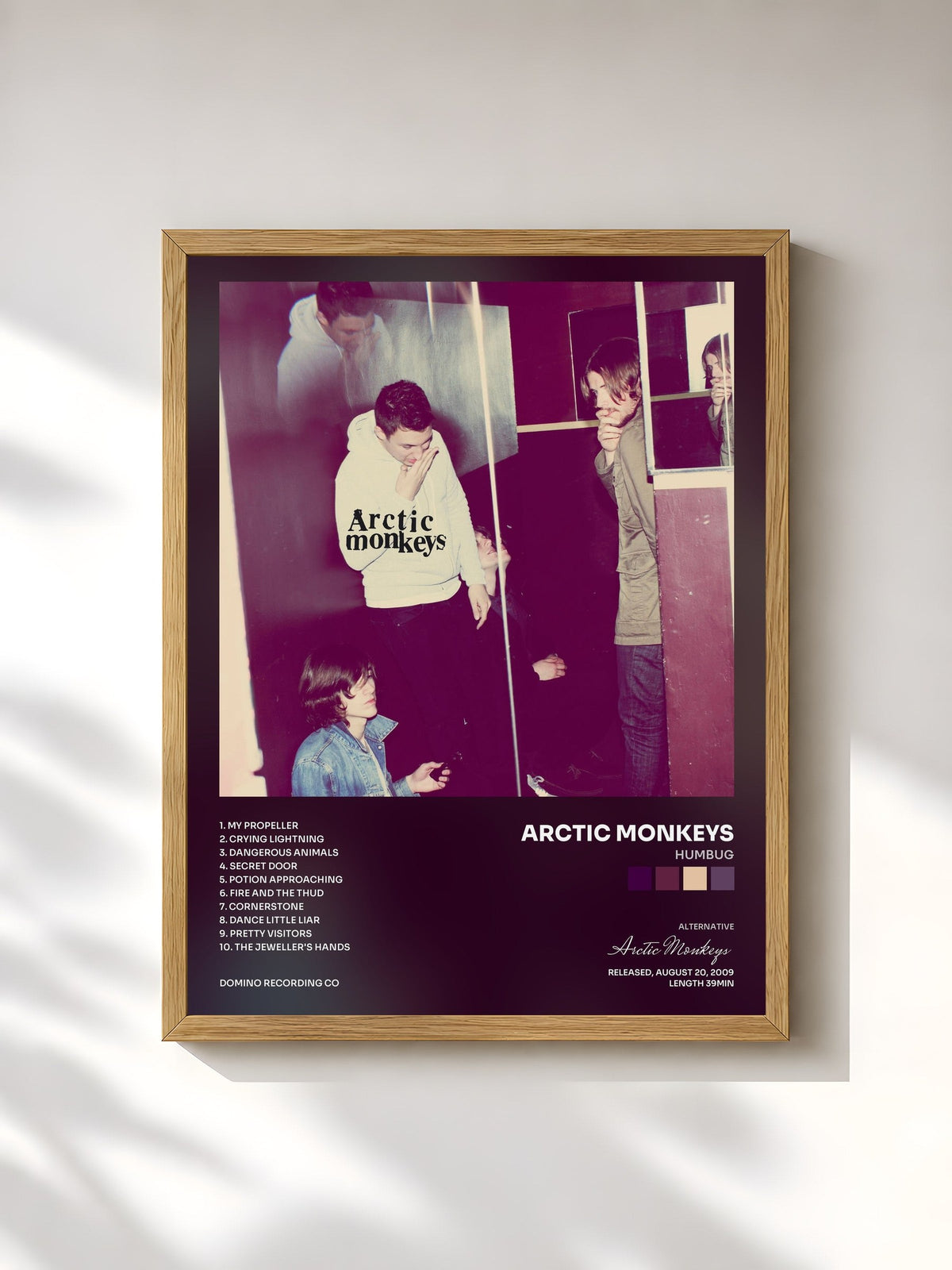 #bois Tableau de l'album Humbug de Arctic Monkeys, cadre en bois brut, imprimé et encadré en France