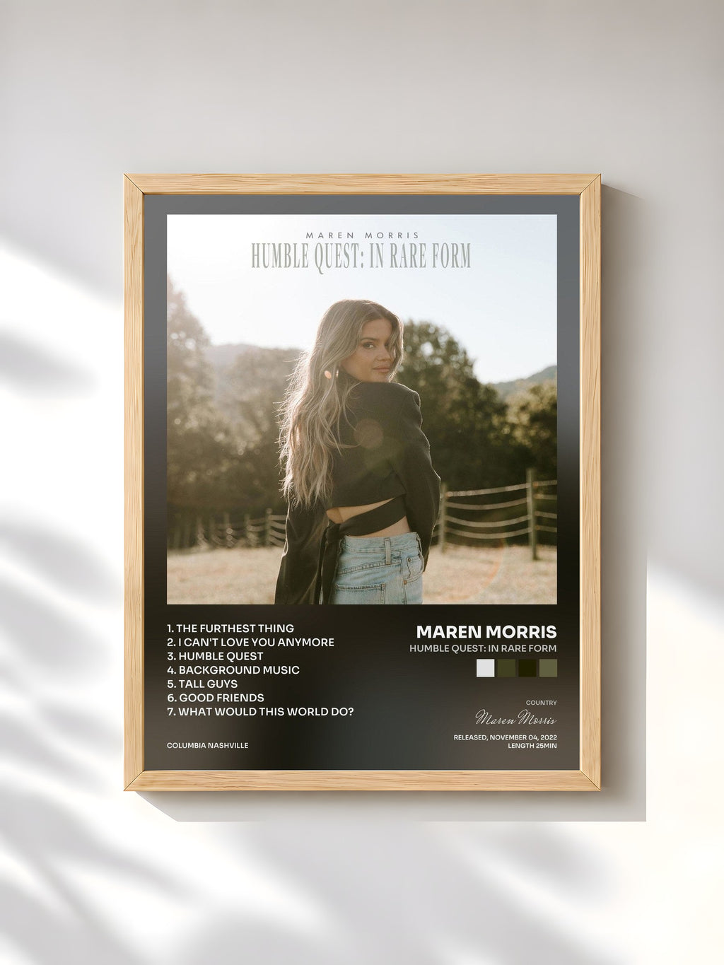 #bois Tableau de l'album Humble Quest: In Rare Form de Maren Morris, cadre en bois brut, imprimé et encadré en France