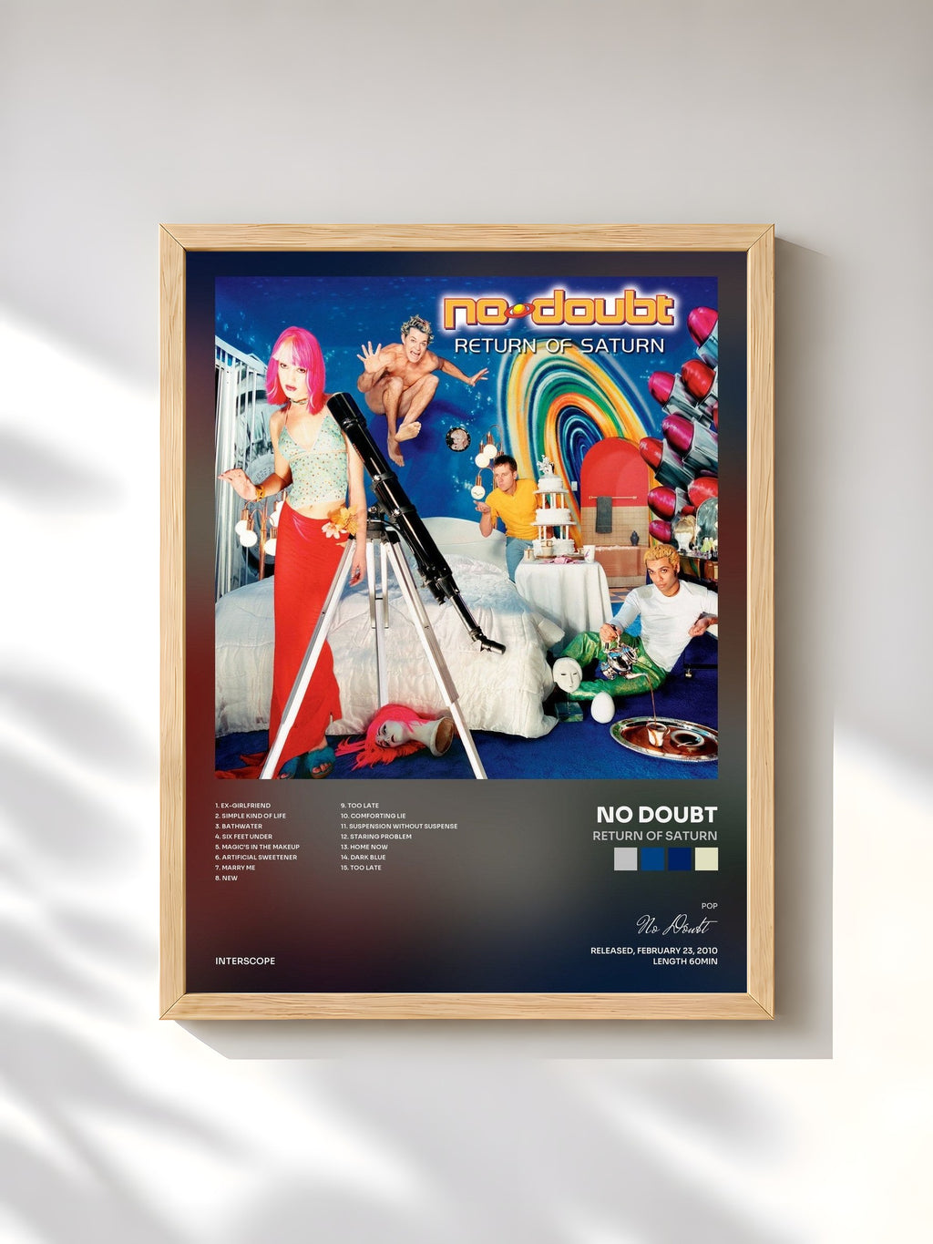 #bois Tableau de l'album Return Of Saturn de No Doubt, cadre en bois brut, imprimé et encadré en France