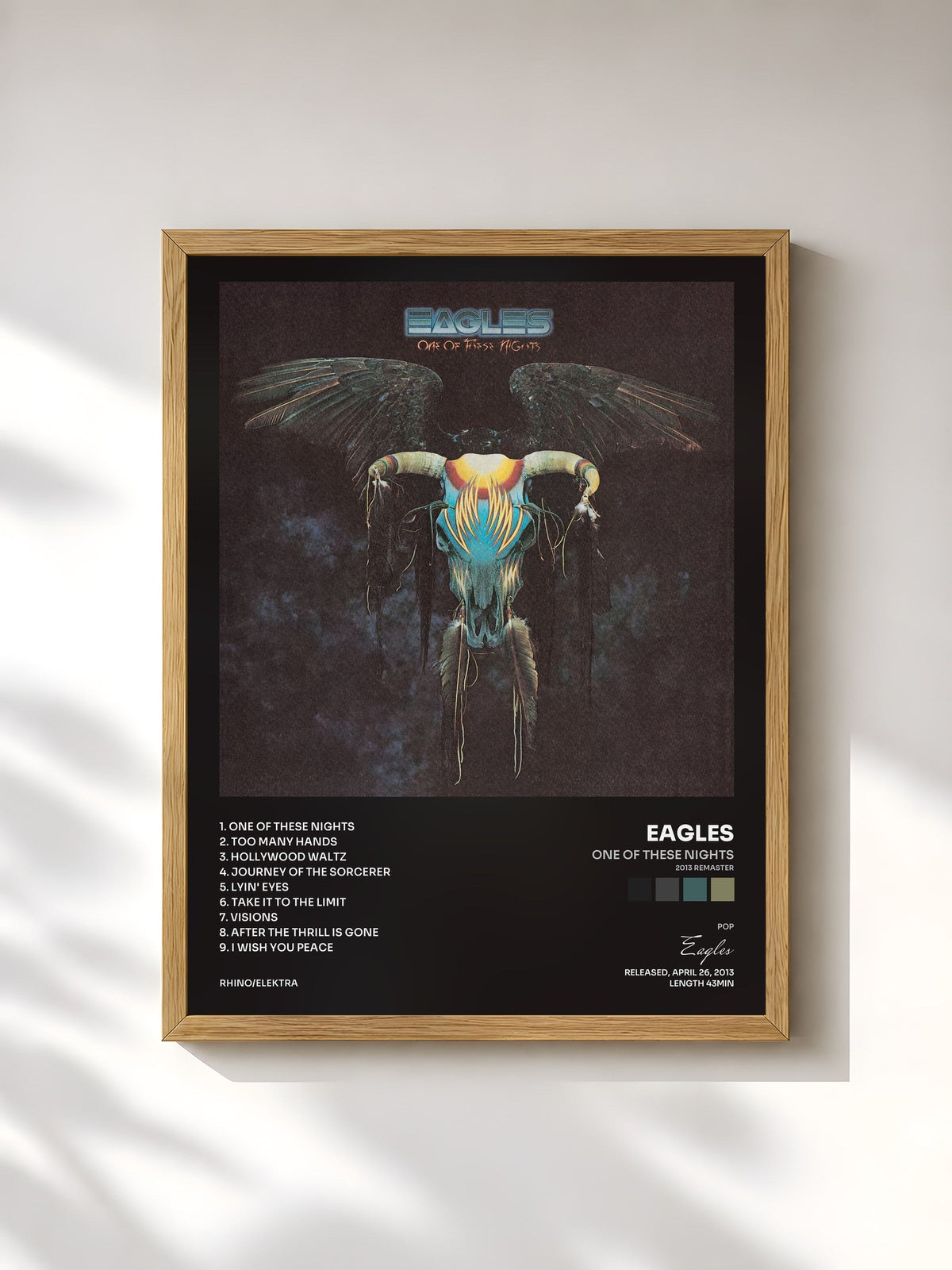 #bois Tableau de l'album One of These Nights (2013 Remaster) de Eagles, cadre en bois brut, imprimé et encadré en France