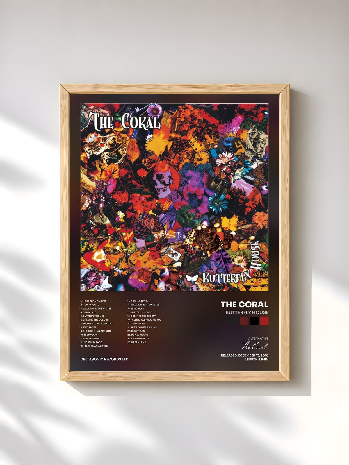 #bois Tableau de l'album Butterfly House de The Coral, cadre en bois brut, imprimé et encadré en France