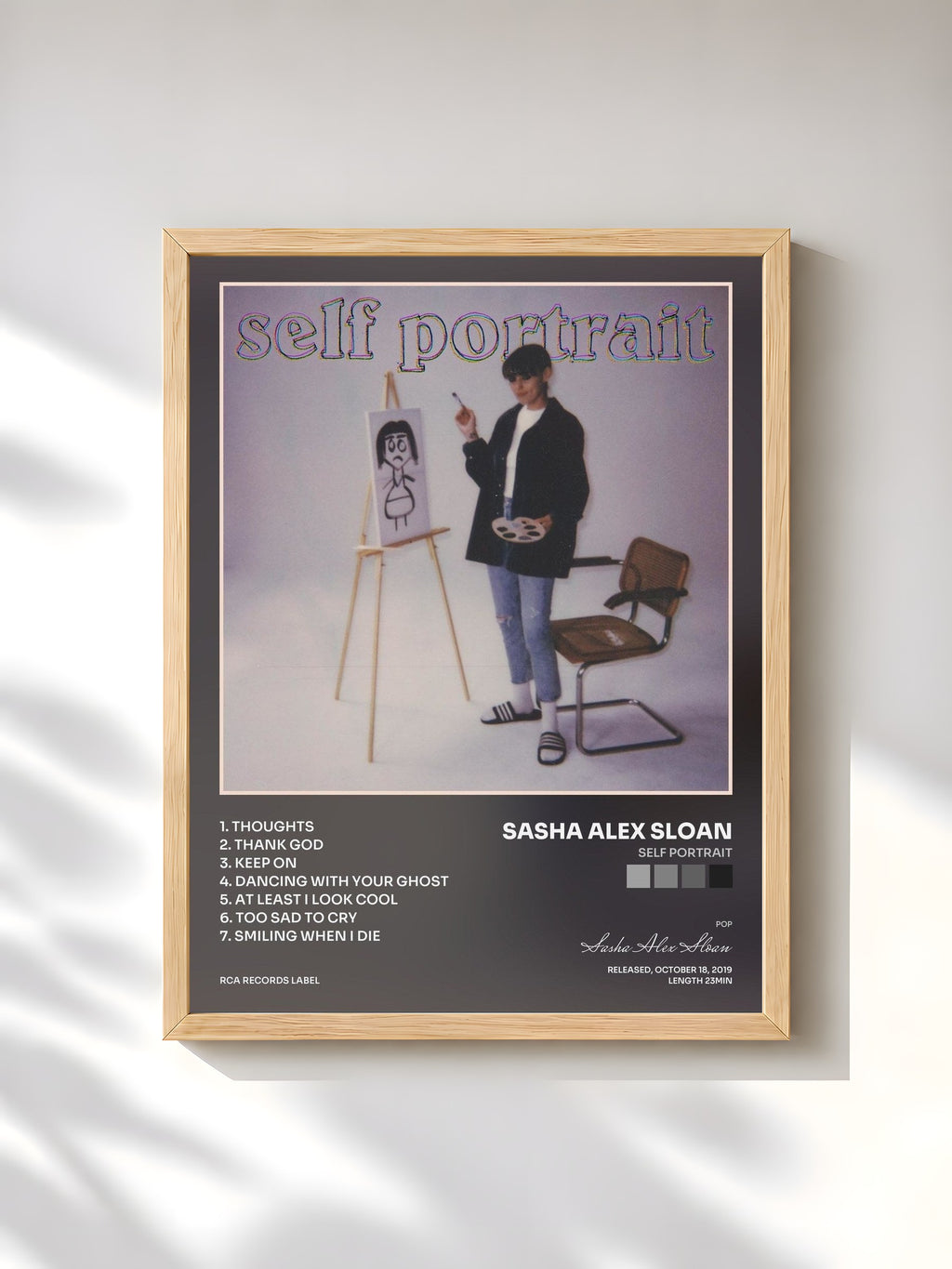 #bois Tableau de l'album Self Portrait de Sasha Alex Sloan, cadre en bois brut, imprimé et encadré en France