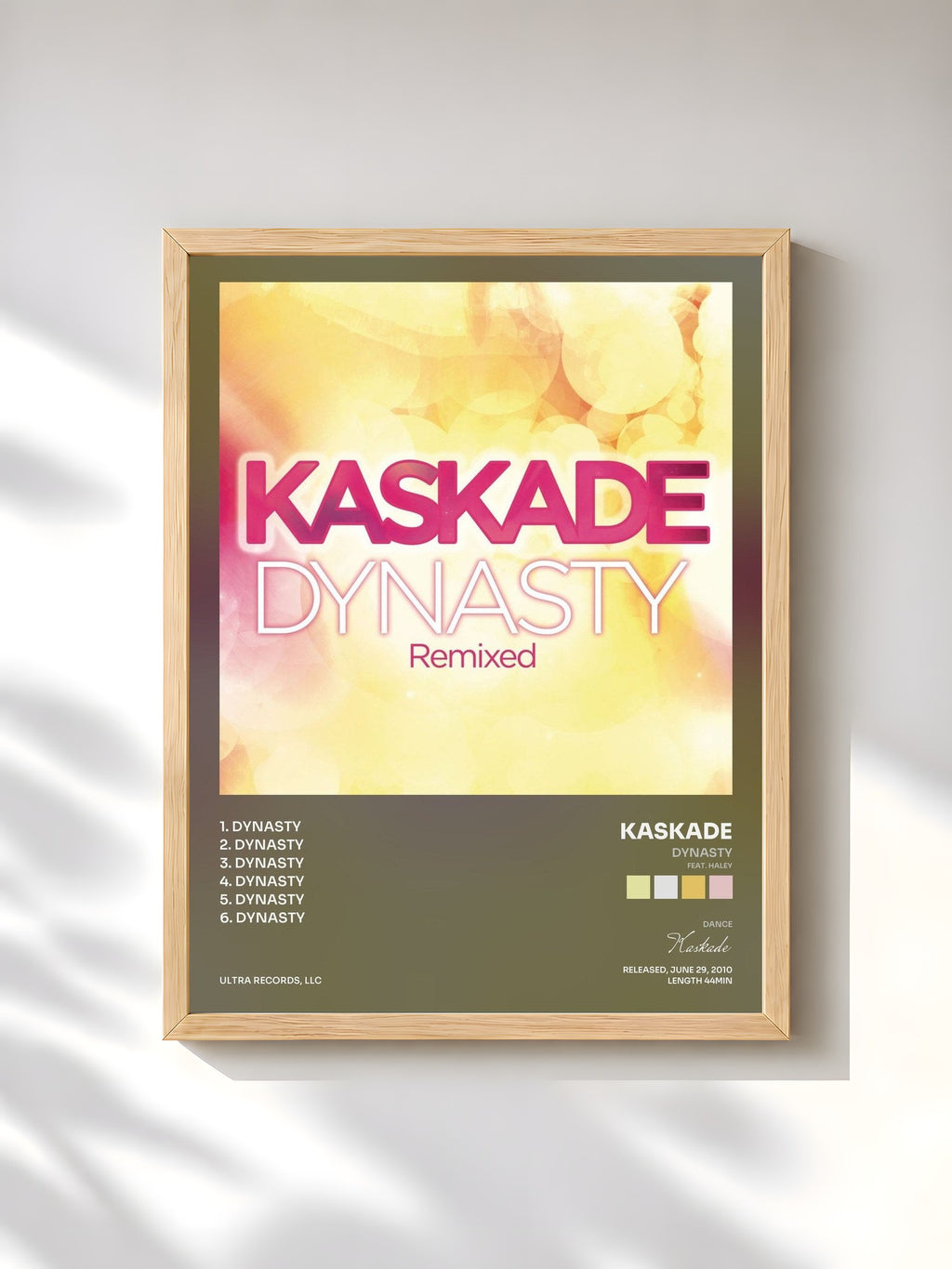 #bois Tableau de l'album Dynasty (feat. Haley) de Kaskade, cadre en bois brut, imprimé et encadré en France