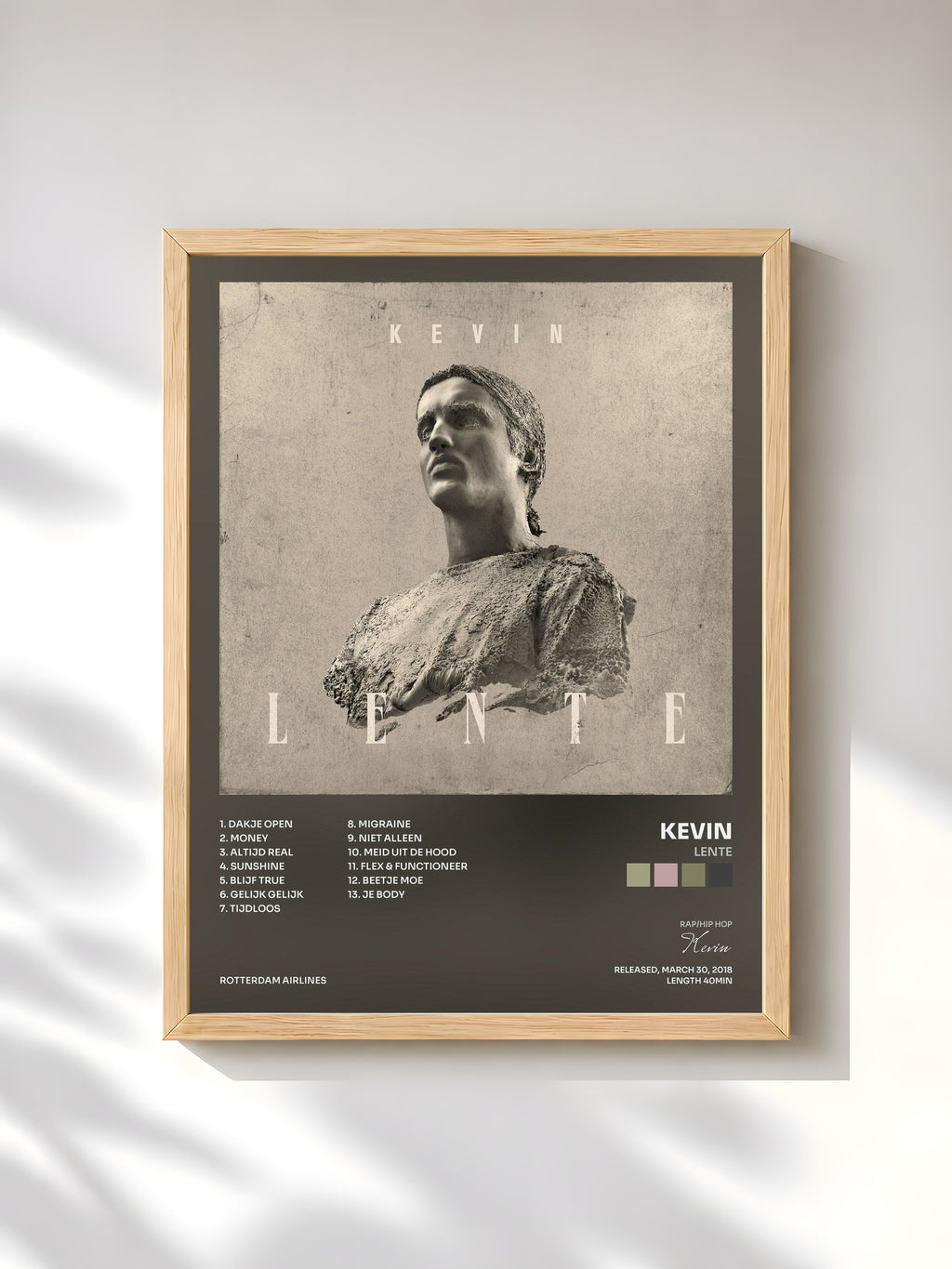 #bois Tableau de l'album Lente de Kevin, cadre en bois brut, imprimé et encadré en France