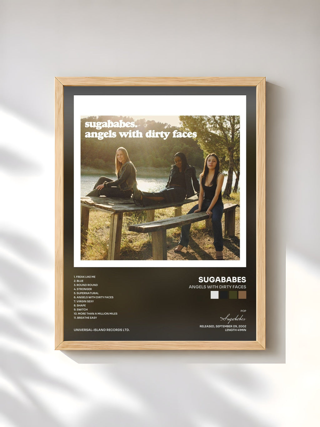 #bois Tableau de l'album Angels With Dirty Faces de Sugababes, cadre en bois brut, imprimé et encadré en France