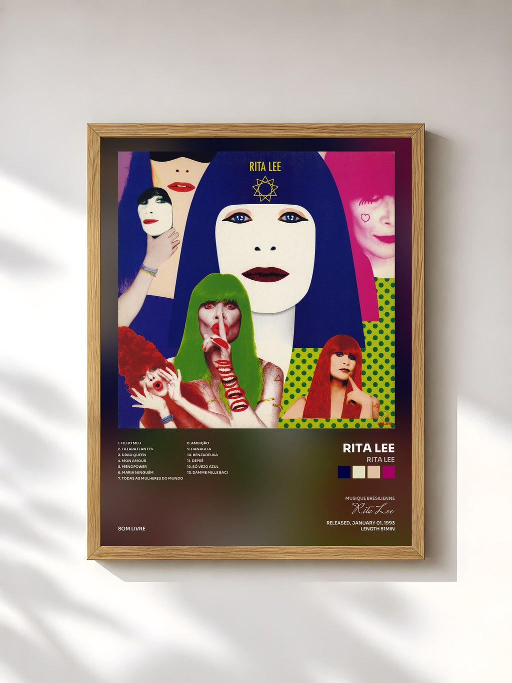 #bois Tableau de l'album Rita Lee de Rita Lee, cadre en bois brut, imprimé et encadré en France