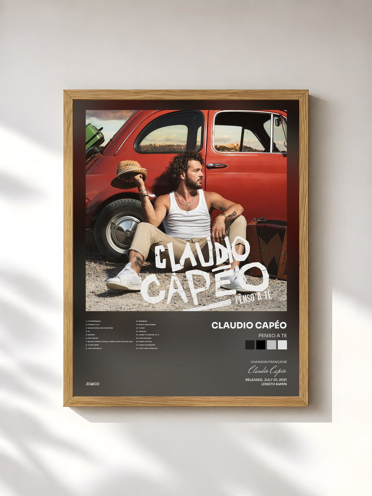 #bois Tableau de l'album Penso a te de Claudio Capéo, cadre en bois brut, imprimé et encadré en France