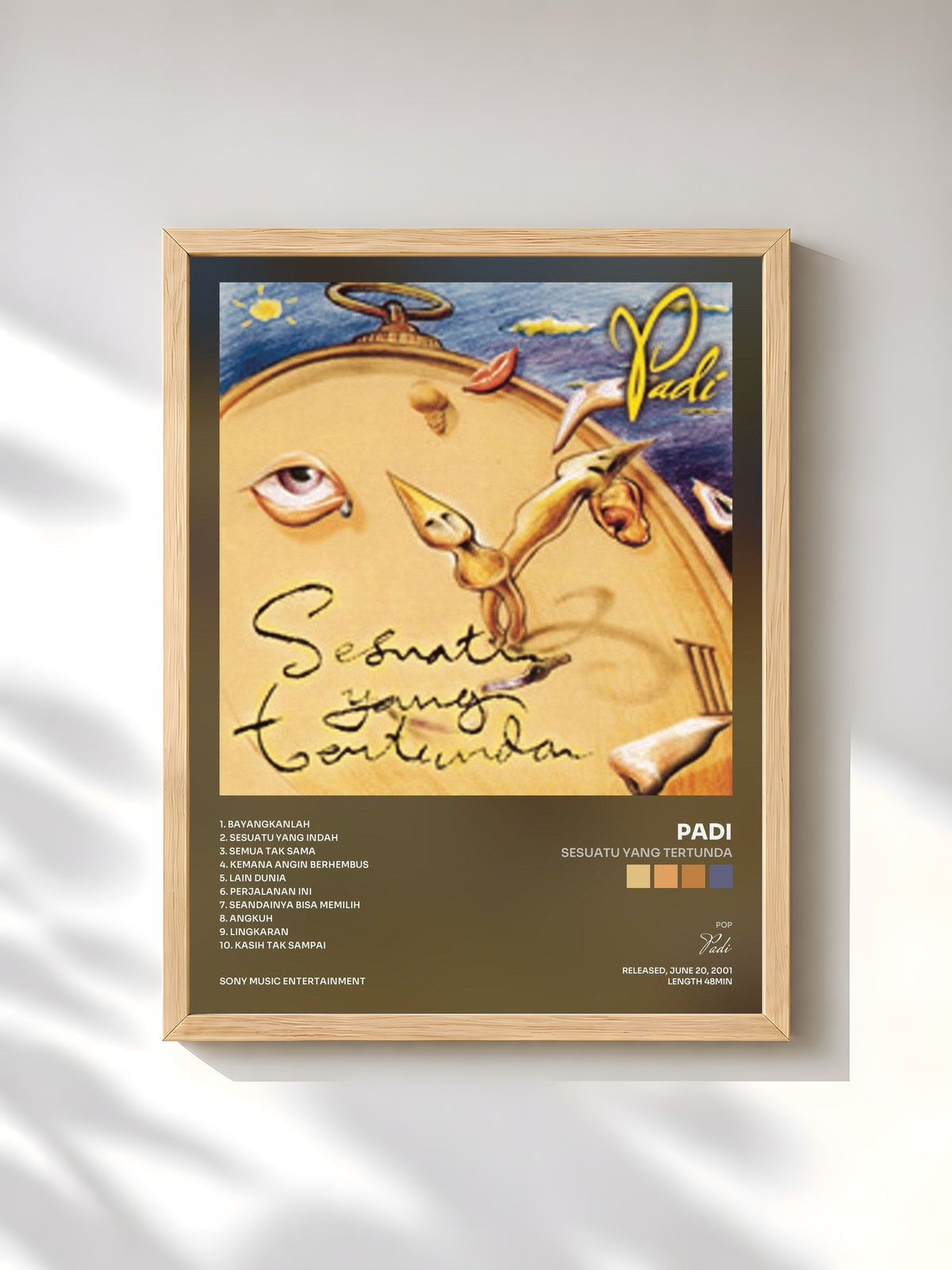#bois Tableau de l'album Sesuatu Yang Tertunda de Padi, cadre en bois brut, imprimé et encadré en France