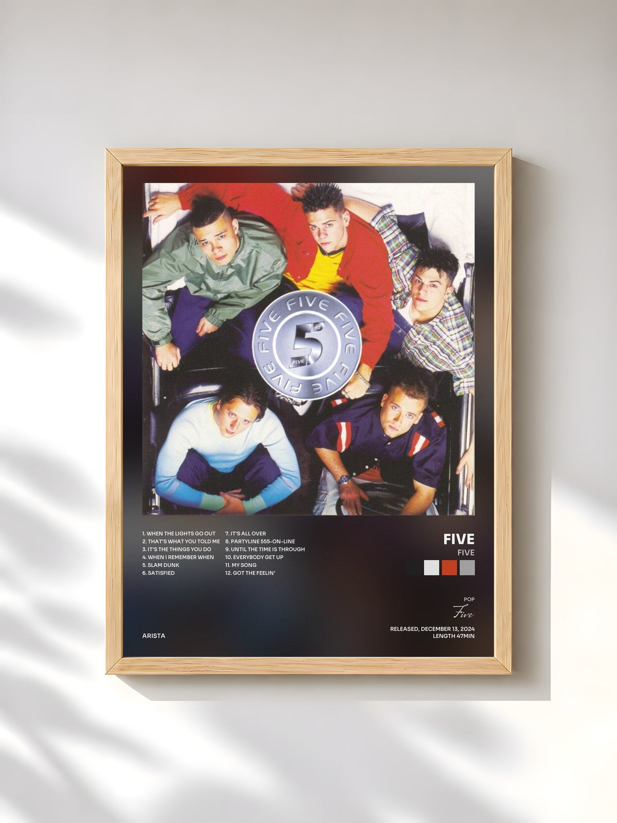 #bois Tableau de l'album Five de Five, cadre en bois brut, imprimé et encadré en France