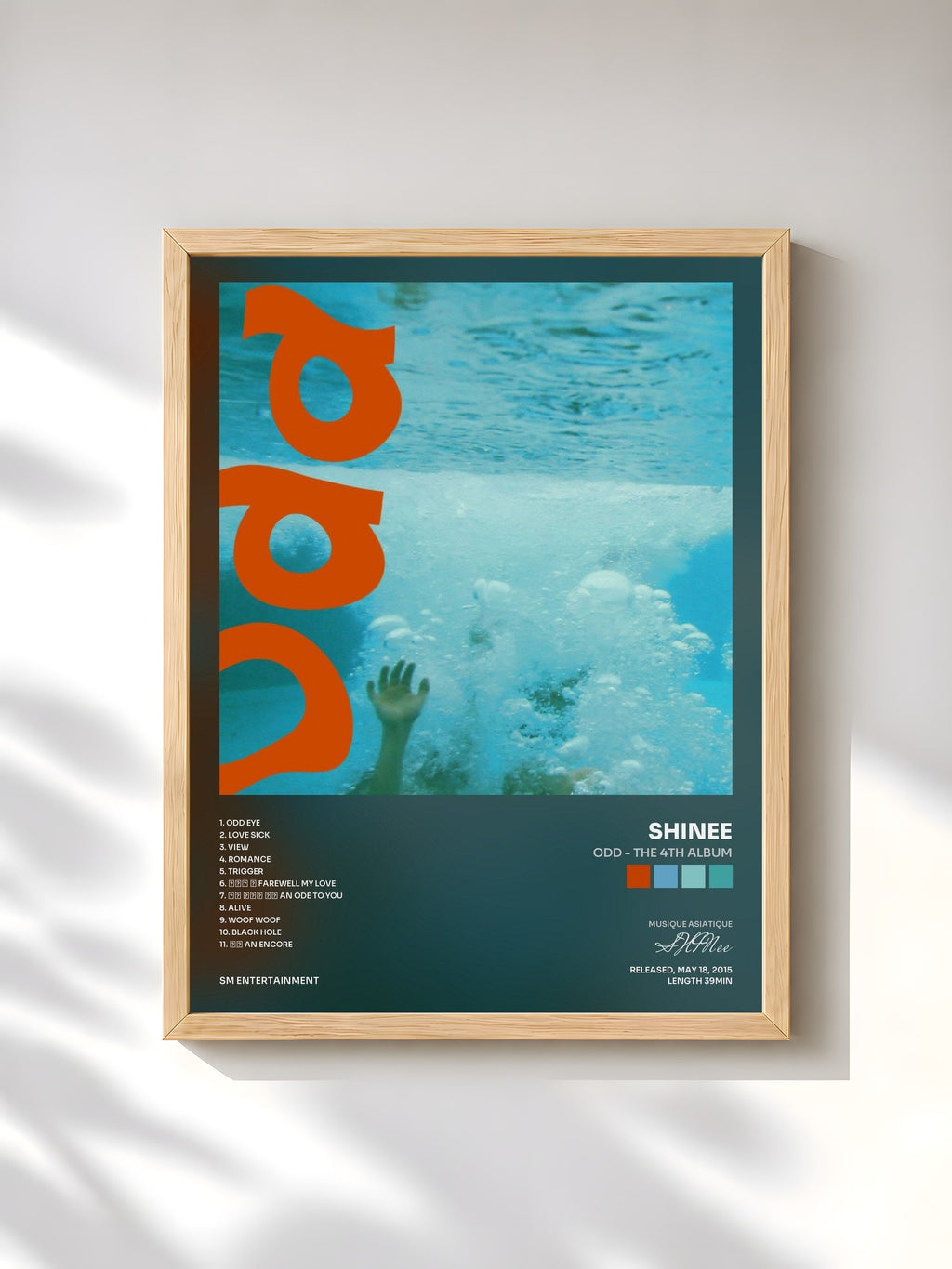 #bois Tableau de l'album Odd - The 4th Album de SHINee, cadre en bois brut, imprimé et encadré en France