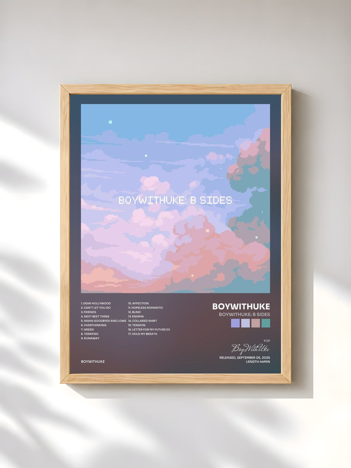 #bois Tableau de l'album BoyWithUke: B Sides de BoyWithUke, cadre en bois brut, imprimé et encadré en France