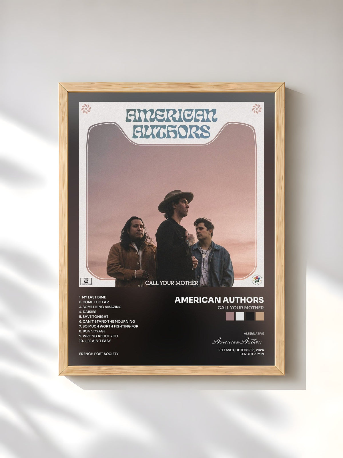 #bois Tableau de l'album Call Your Mother de American Authors, cadre en bois brut, imprimé et encadré en France