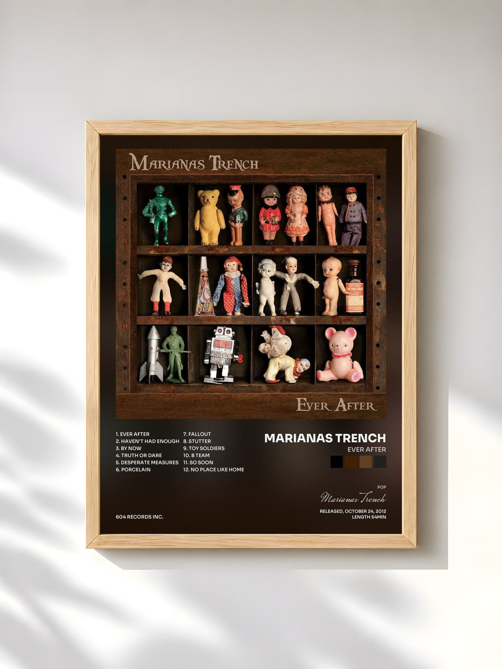 #bois Tableau de l'album Ever After de Marianas Trench, cadre en bois brut, imprimé et encadré en France