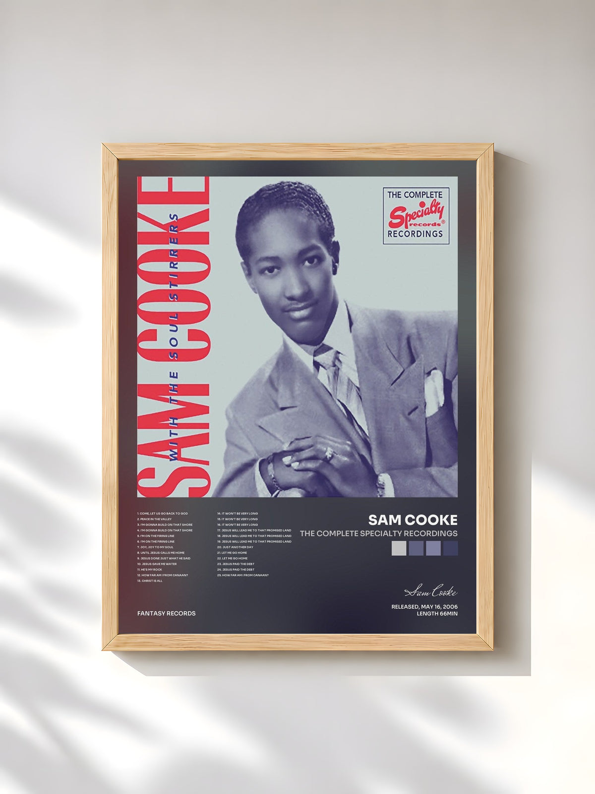 #bois Tableau de l'album The Complete Specialty Recordings de Sam Cooke, cadre en bois brut, imprimé et encadré en France