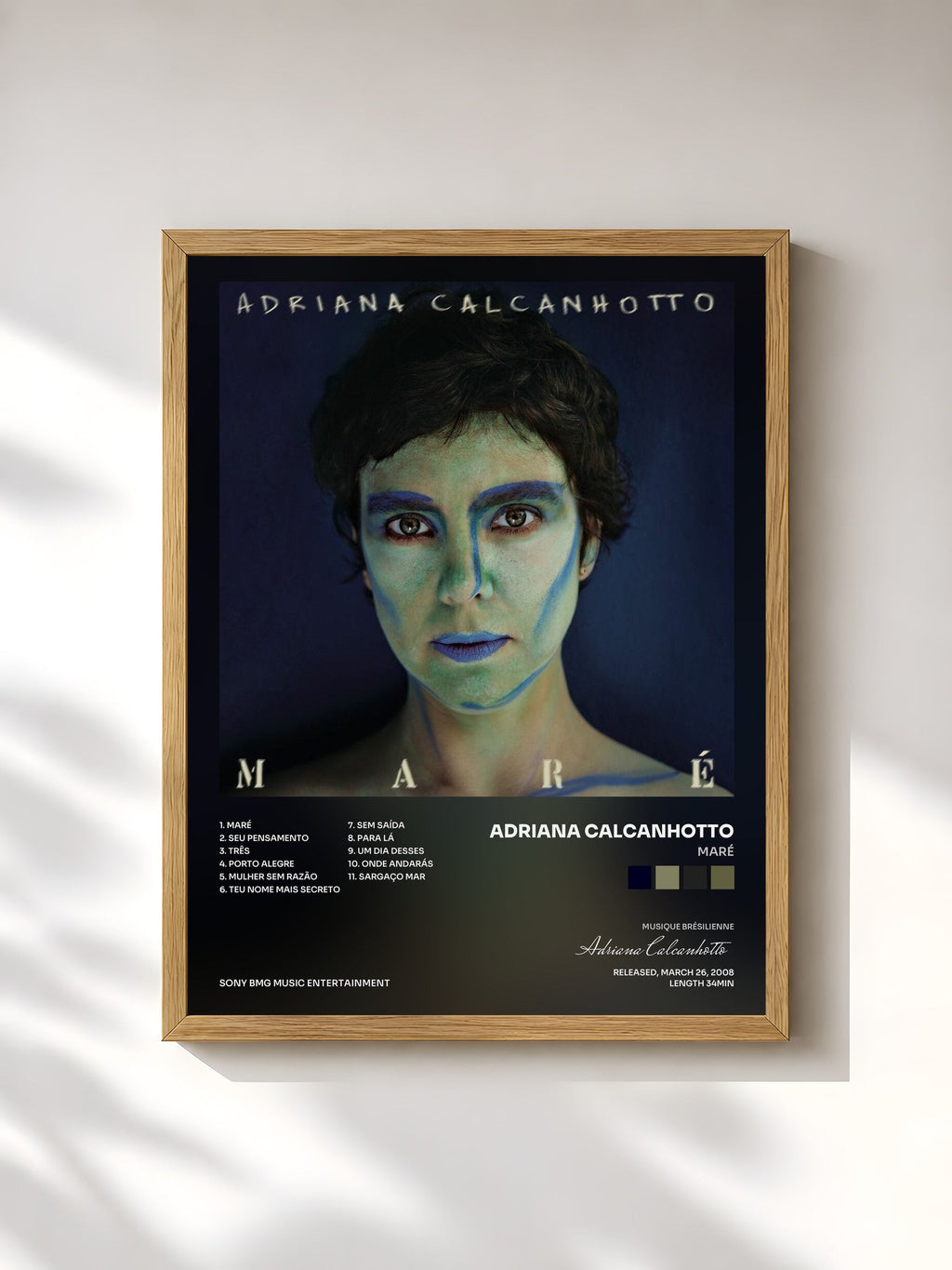 #bois Tableau de l'album Maré de Adriana Calcanhotto, cadre en bois brut, imprimé et encadré en France