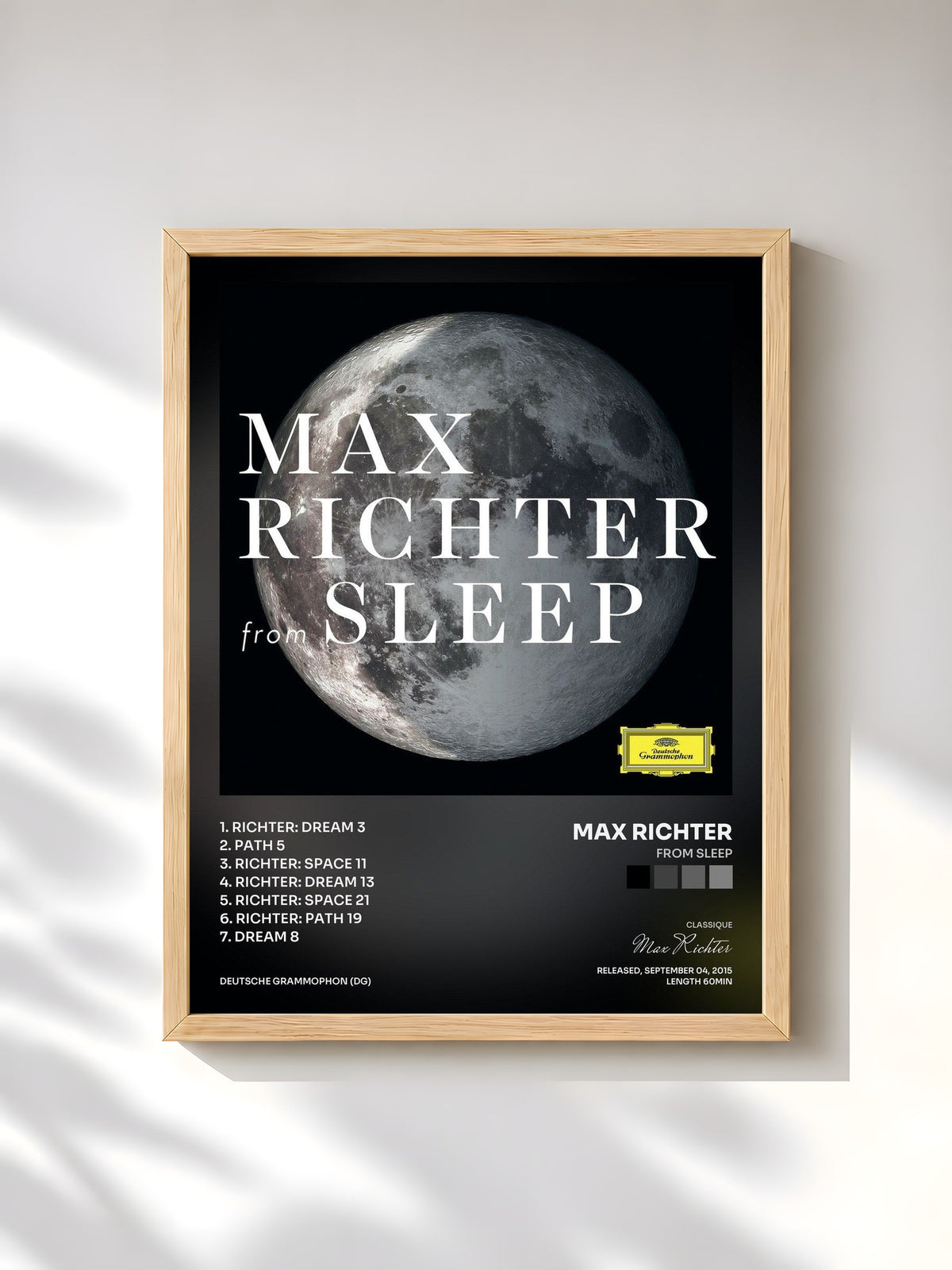 #bois Tableau de l'album From Sleep de Max Richter, cadre en bois brut, imprimé et encadré en France