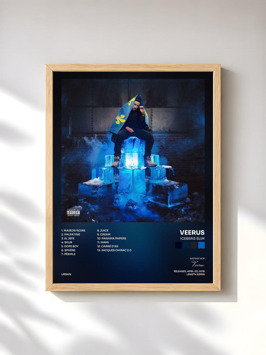 #bois Tableau de l'album Iceberg Slim de Veerus, cadre en bois brut, imprimé et encadré en France