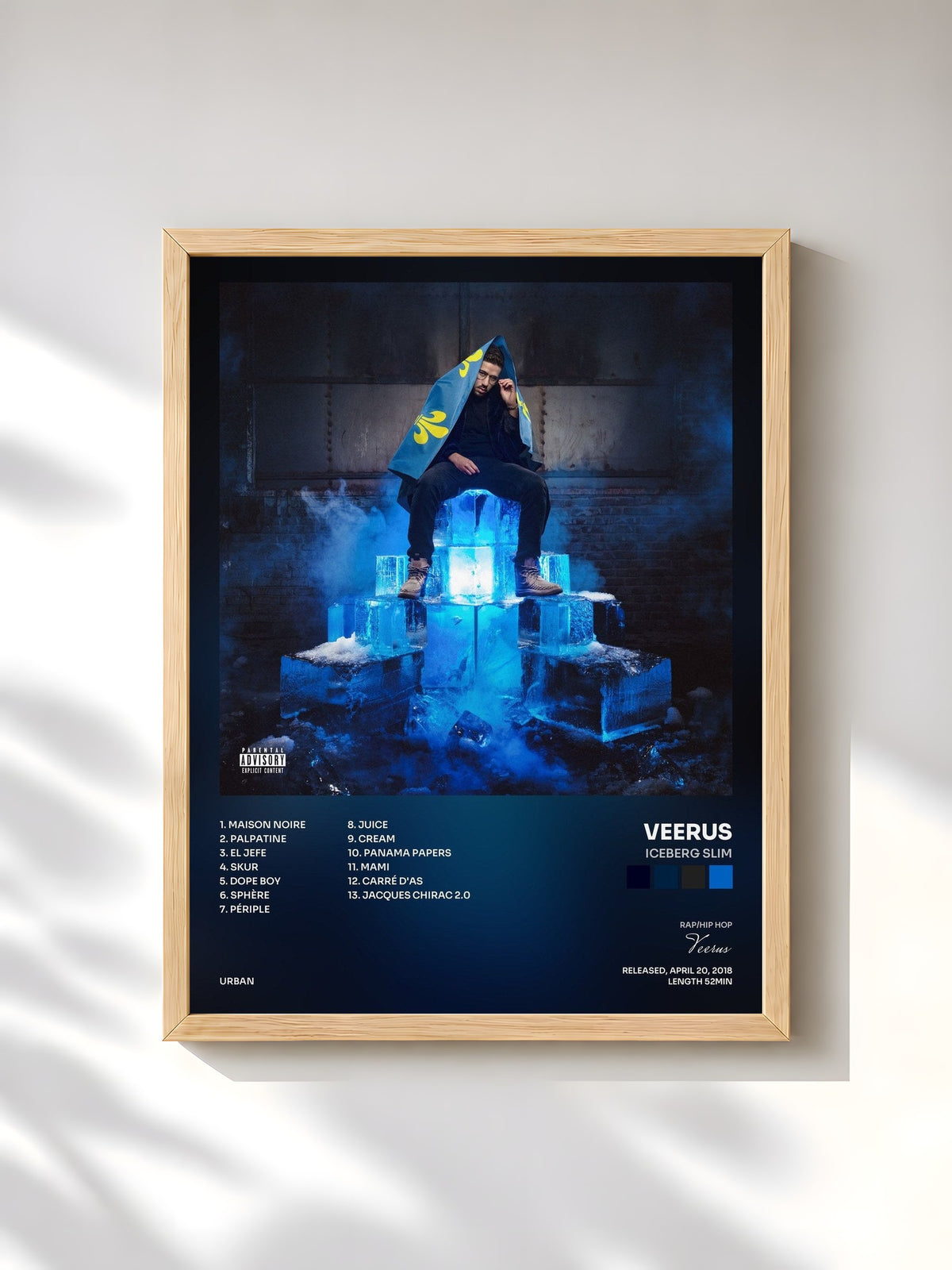 #bois Tableau de l'album Iceberg Slim de Veerus, cadre en bois brut, imprimé et encadré en France