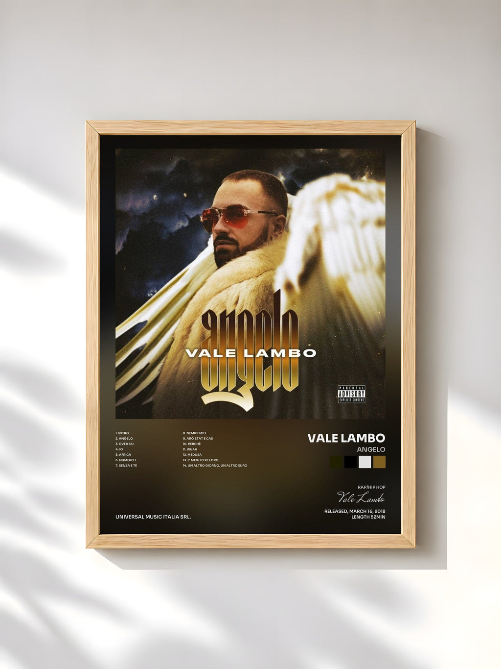 #bois Tableau de l'album Angelo de Vale Lambo, cadre en bois brut, imprimé et encadré en France