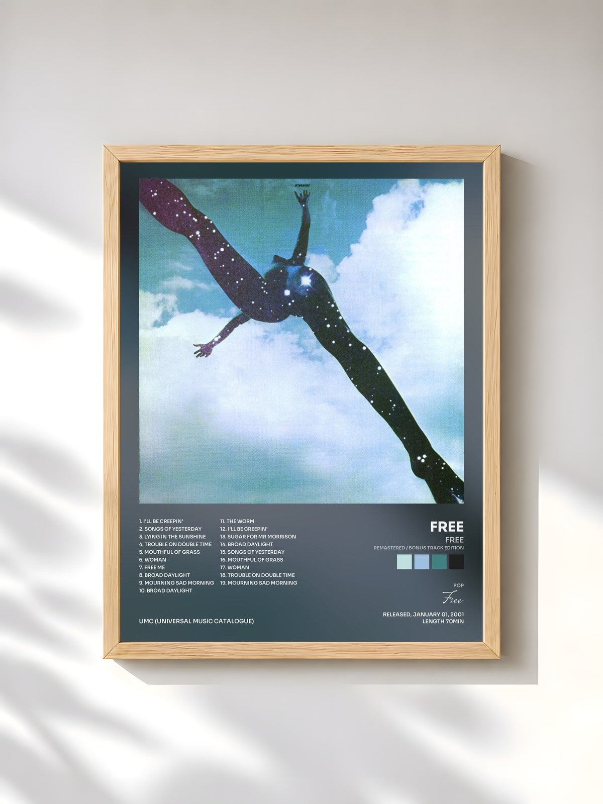 #bois Tableau de l'album Free (Remastered / Bonus Track Edition) de Free, cadre en bois brut, imprimé et encadré en France