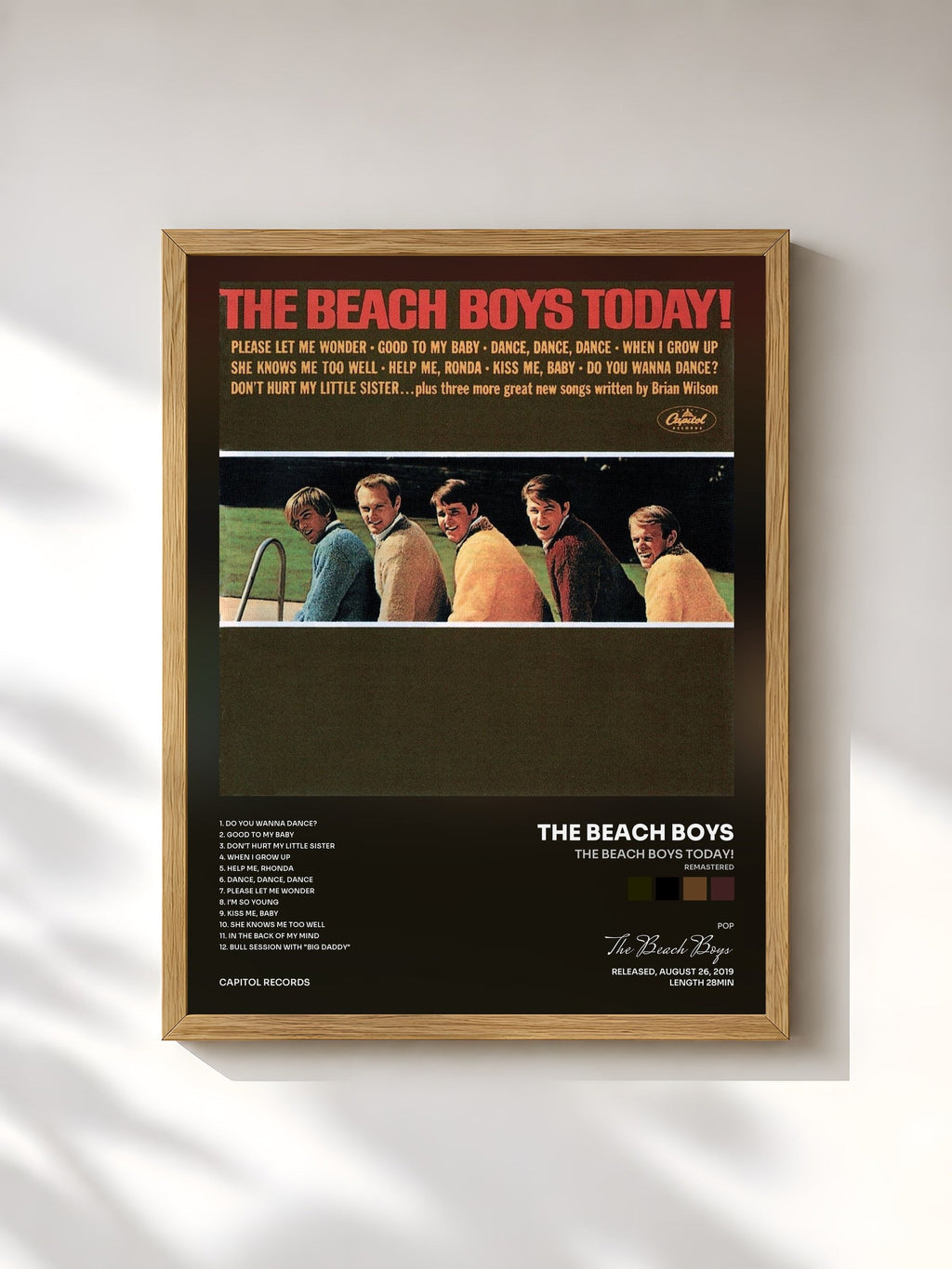 #bois Tableau de l'album The Beach Boys Today! (Remastered) de The Beach Boys, cadre en bois brut, imprimé et encadré en France