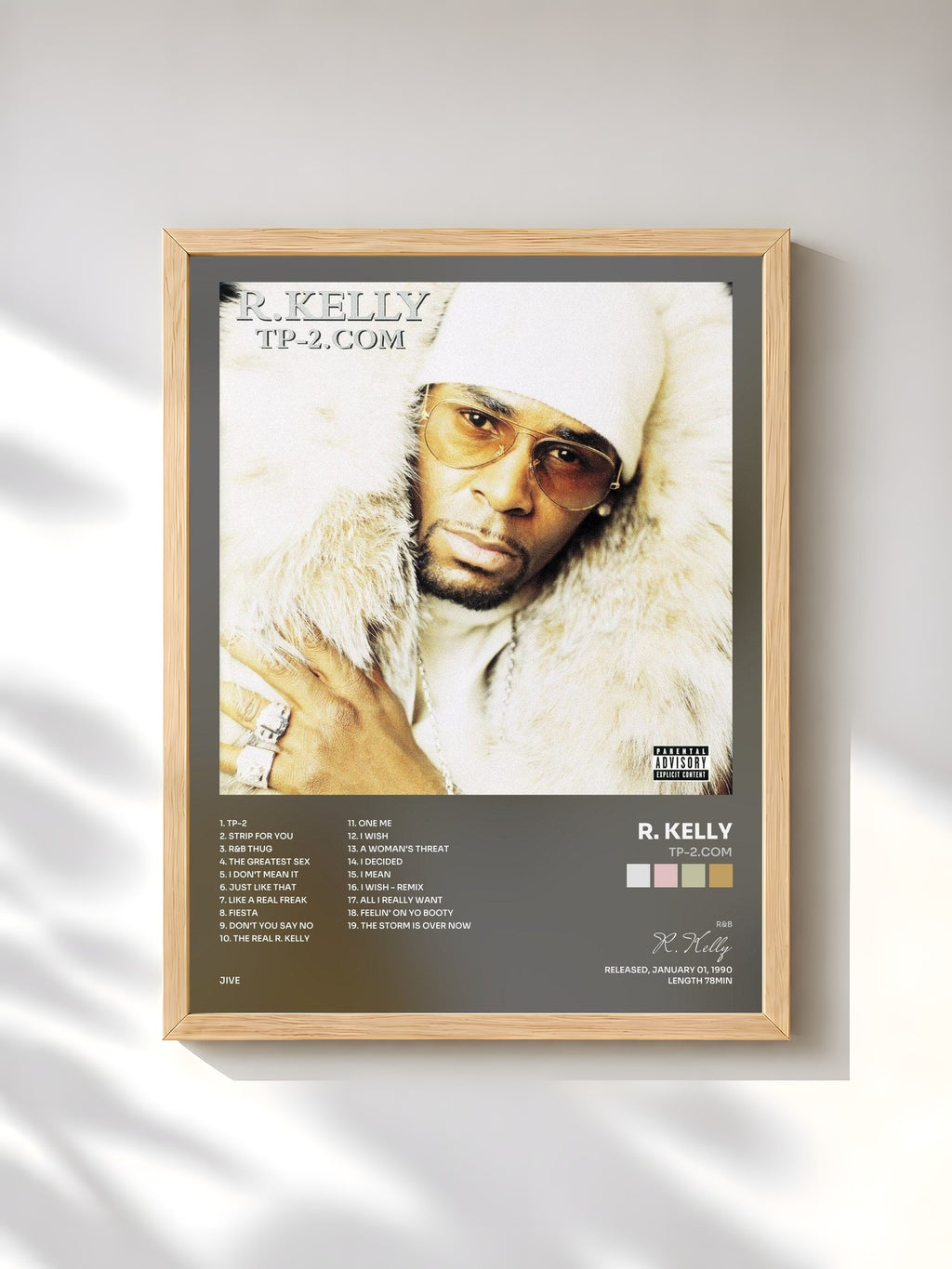 #bois Tableau de l'album TP-2.com de R. Kelly, cadre en bois brut, imprimé et encadré en France