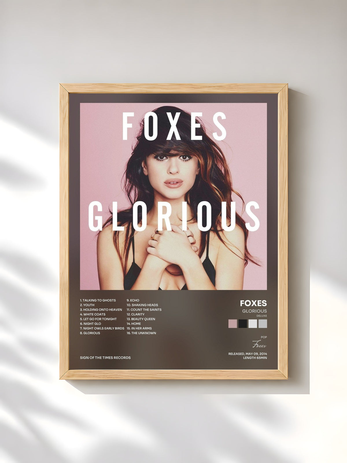 #bois Tableau de l'album Glorious (Deluxe) de Foxes, cadre en bois brut, imprimé et encadré en France