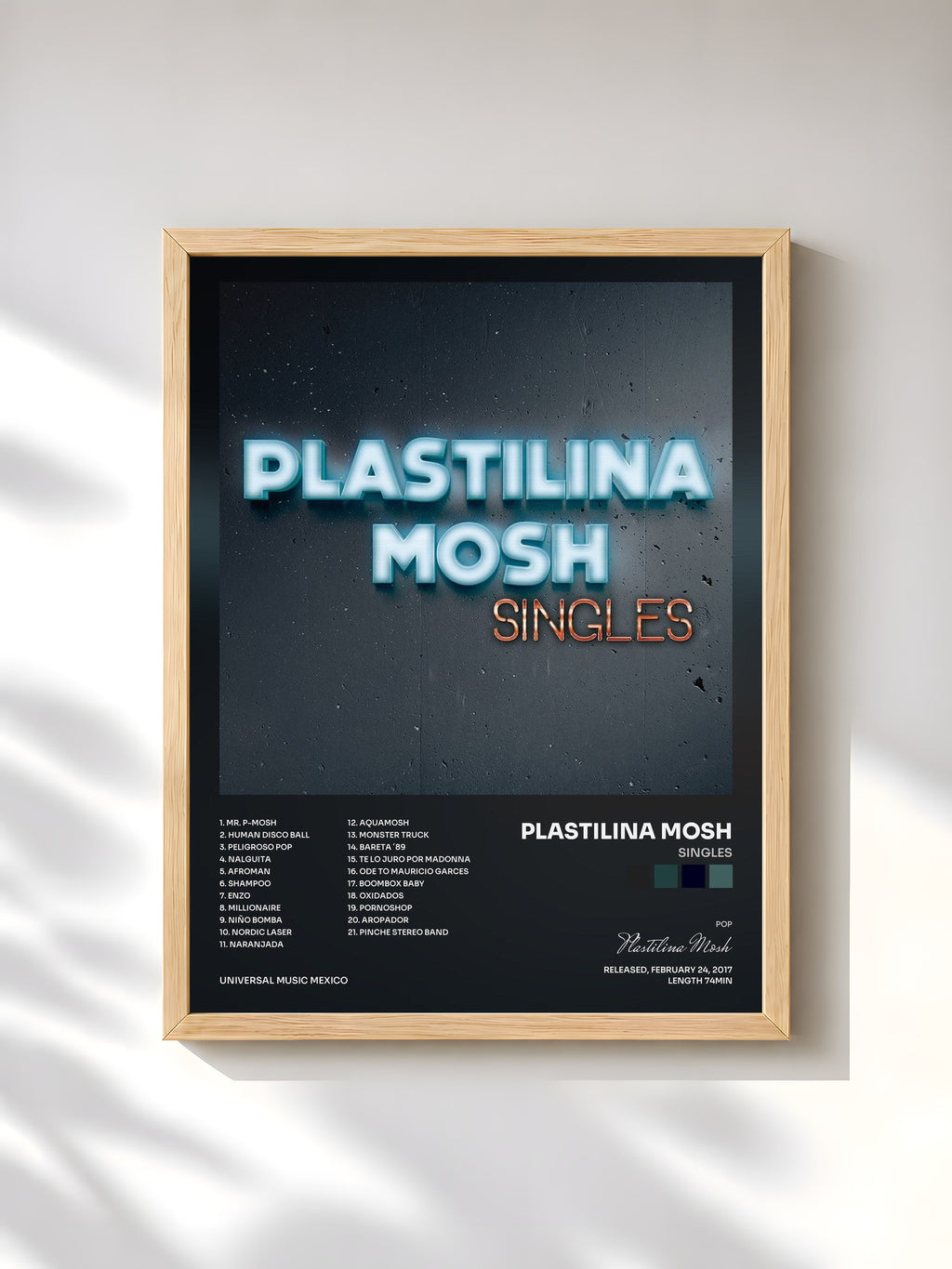 #bois Tableau de l'album Singles de Plastilina Mosh, cadre en bois brut, imprimé et encadré en France