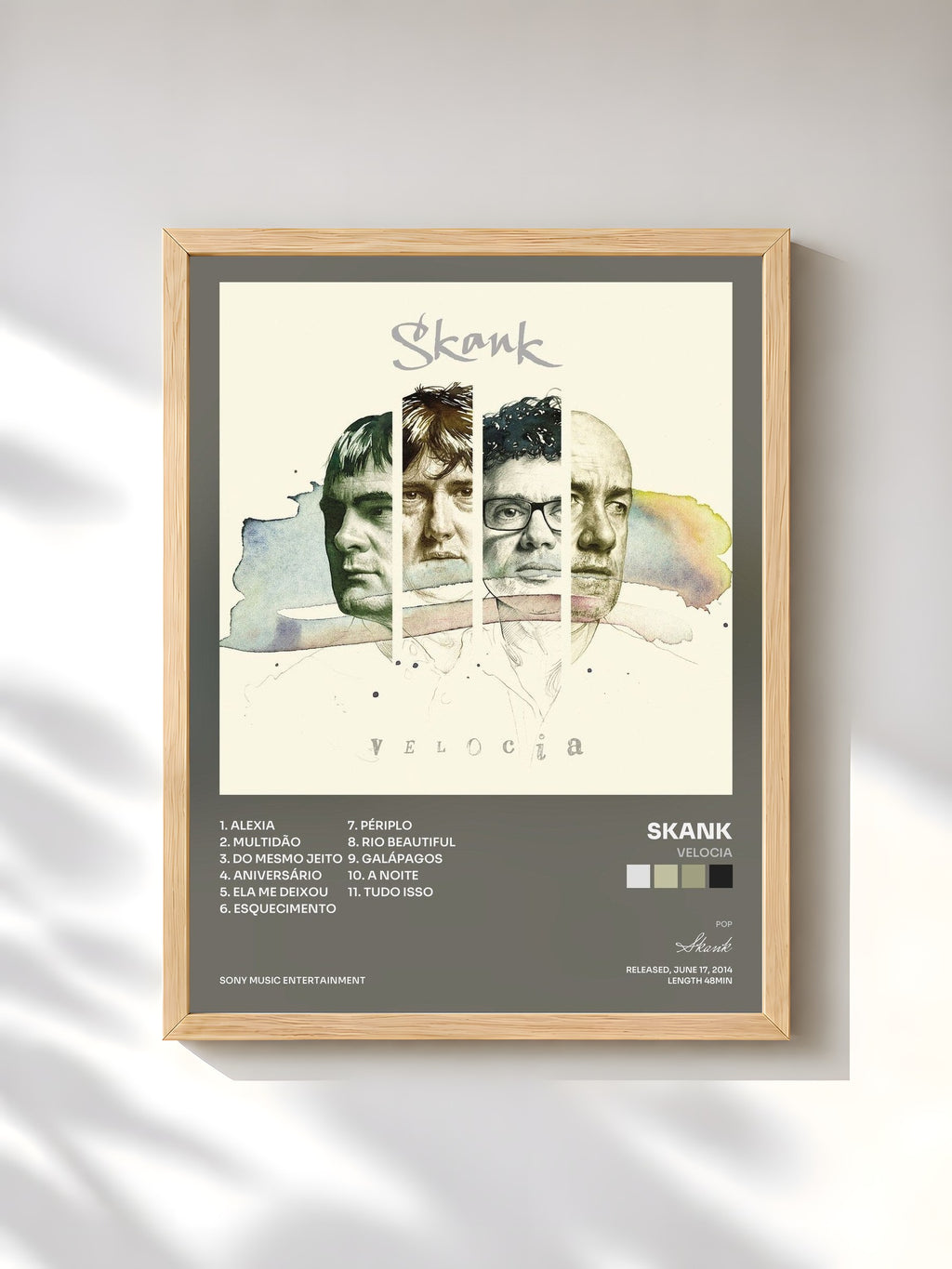 #bois Tableau de l'album Velocia de Skank, cadre en bois brut, imprimé et encadré en France
