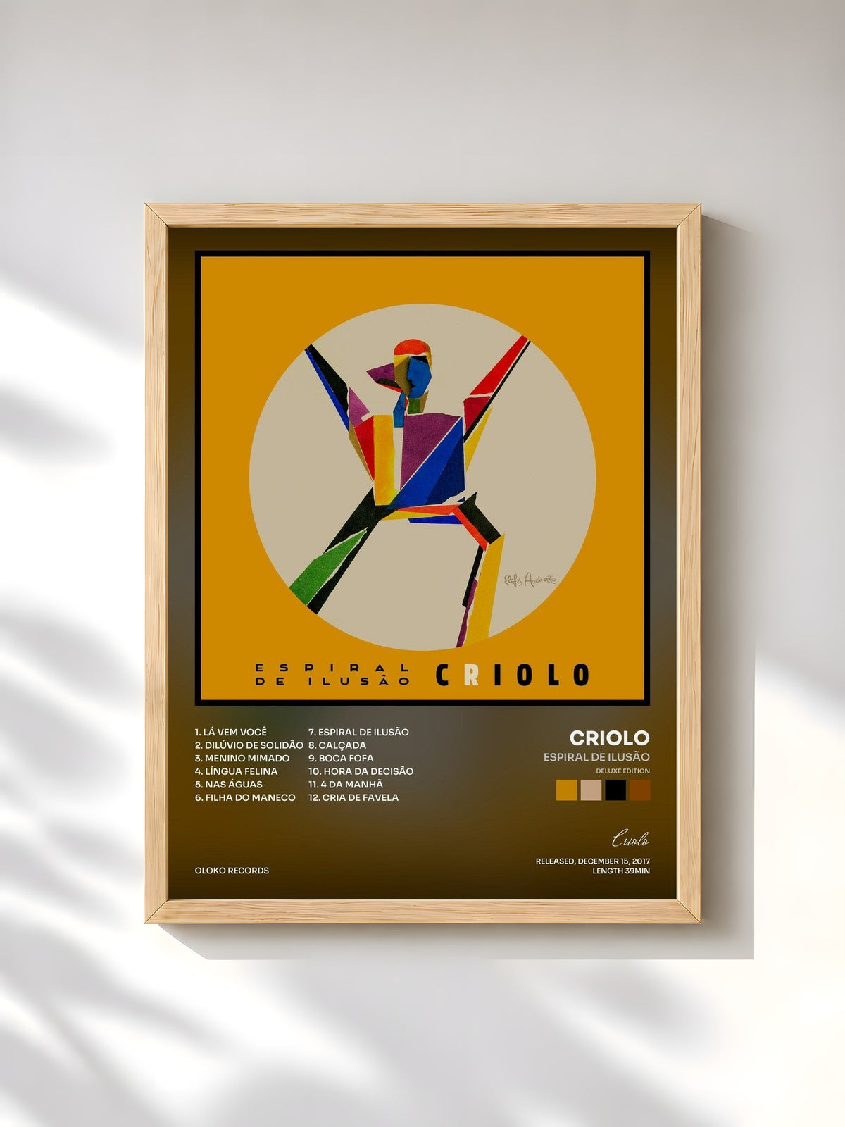 #bois Tableau de l'album Espiral de Ilusão (Deluxe Edition) de Criolo, cadre en bois brut, imprimé et encadré en France